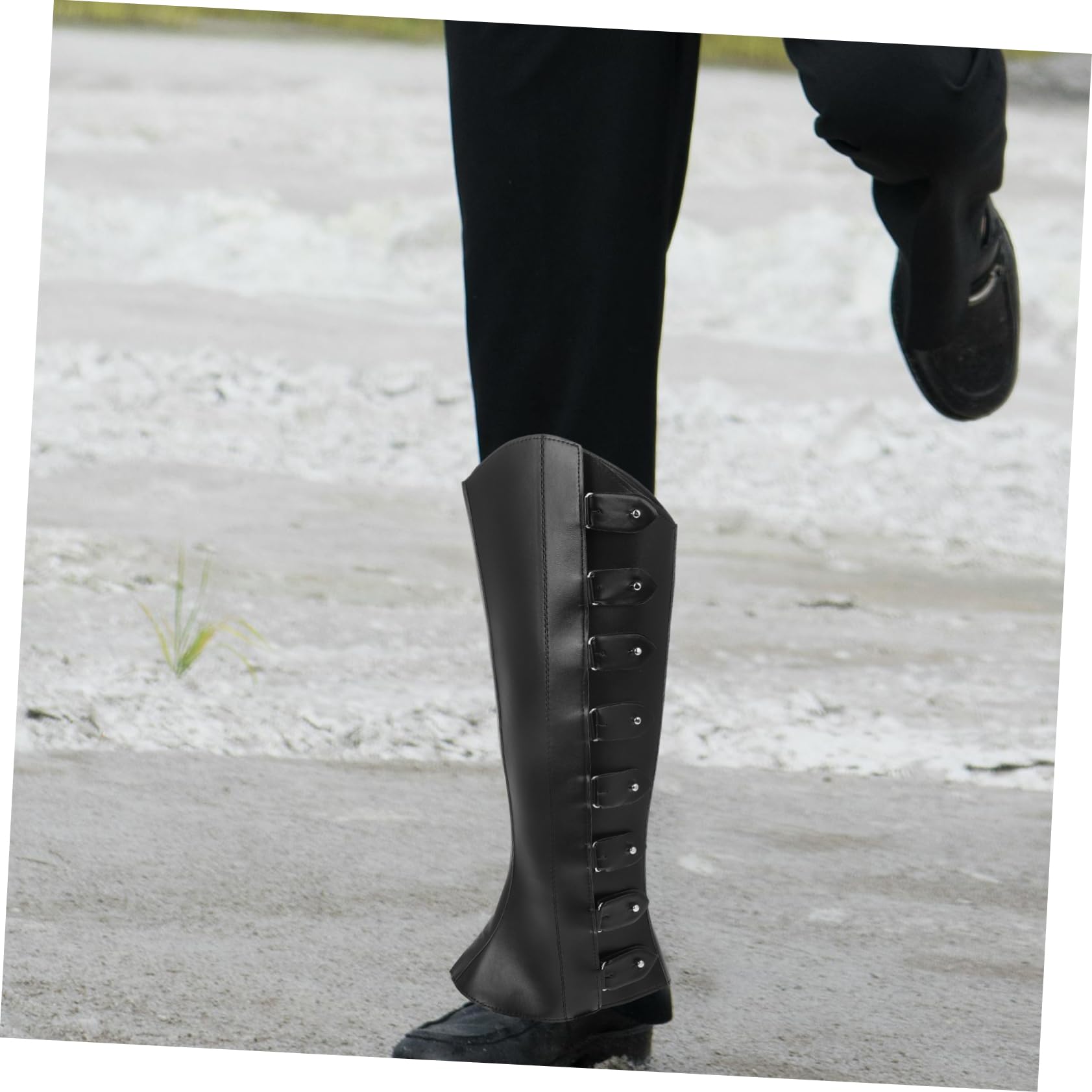 Healeved 1 Par Cubrezapatos Tipo Leggings Altos Cubrebotas Pirata Medieval Polainas De Zapatos Cubrebotas Cosplay Cubiertas De Zapatos De Bruja Cubrebotas Renacentistas Pu Black