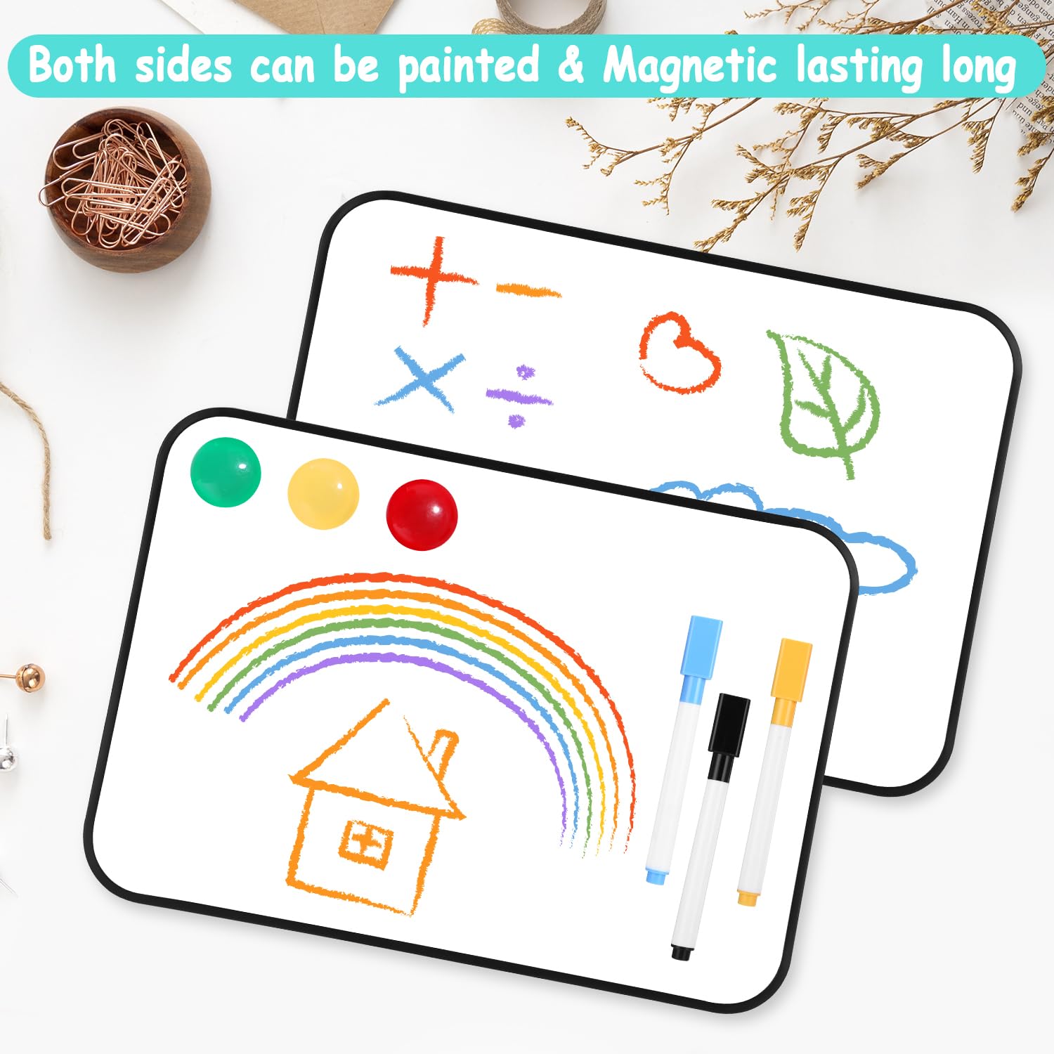 Tablica biała mała, 2 sztuki tablica magnetyczna, dwustronna mini tablica biała z suchościeralnymi piskami gumkami magnetycznymi, tablica a4, do domu, biura, szkoły, kuchni (30x21CM)