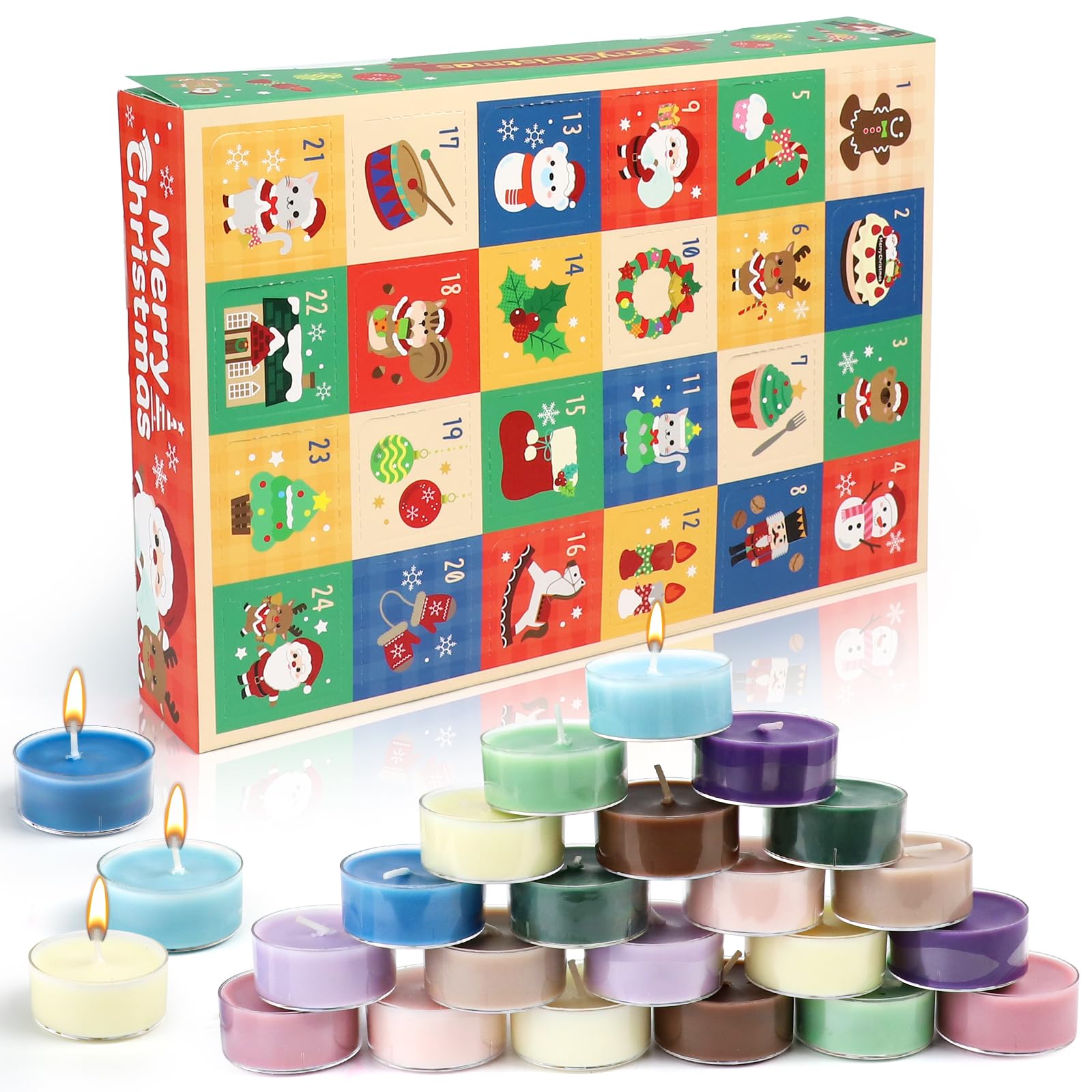 Calendario de Adviento Velas Perfumadas 2025, Juego de Regalos de Velas Perfumadas, Calendario de Cuenta Regresiva de Velas de 24 Días con 24 Velas Perfumadas, para Relajación, Fiesta, Boda, Yoga