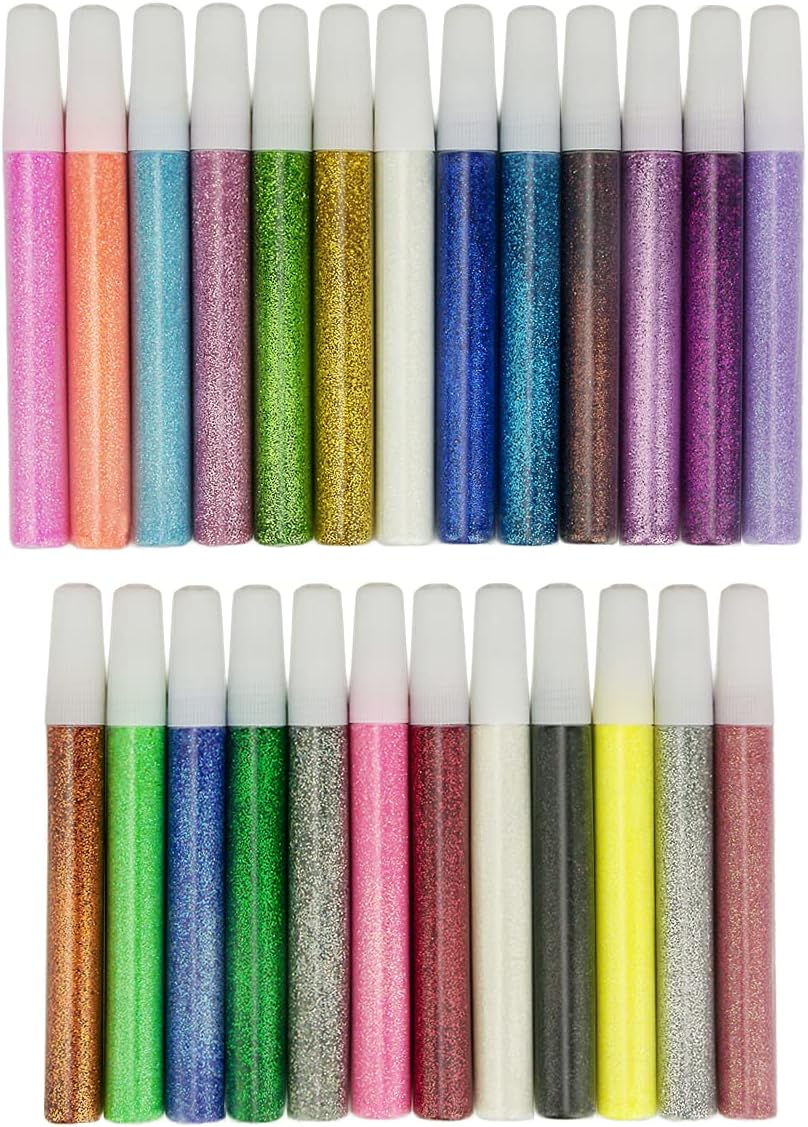 Fine Slime Glitter, Set of 25 Colors, Extra Fine Glitter Shakers in Shaker Jars, Great for Arts and Crafts, Glitter Nail Polish, Scrapbook, Holiday, Party, Multi Color Assorted Set.