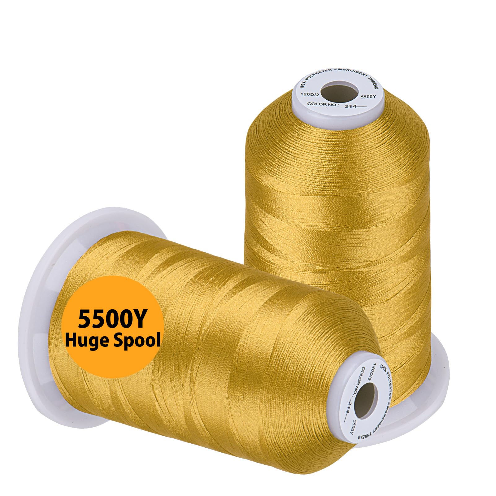 Amazon.com: Simthread Embroidery Thread 5500 Yards Gold 214, 2 Huge ...