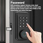 Verrouillage intelligent de la porte, 4 Ways-Fingerprint Password Key Tuya APP Commande, porte avant dentée pour portes 35-55mm Verrouillage de porte d'entrée épais et sans clé pour portes intérieures/en bois etc., Installation facile (bouton-poussoir)