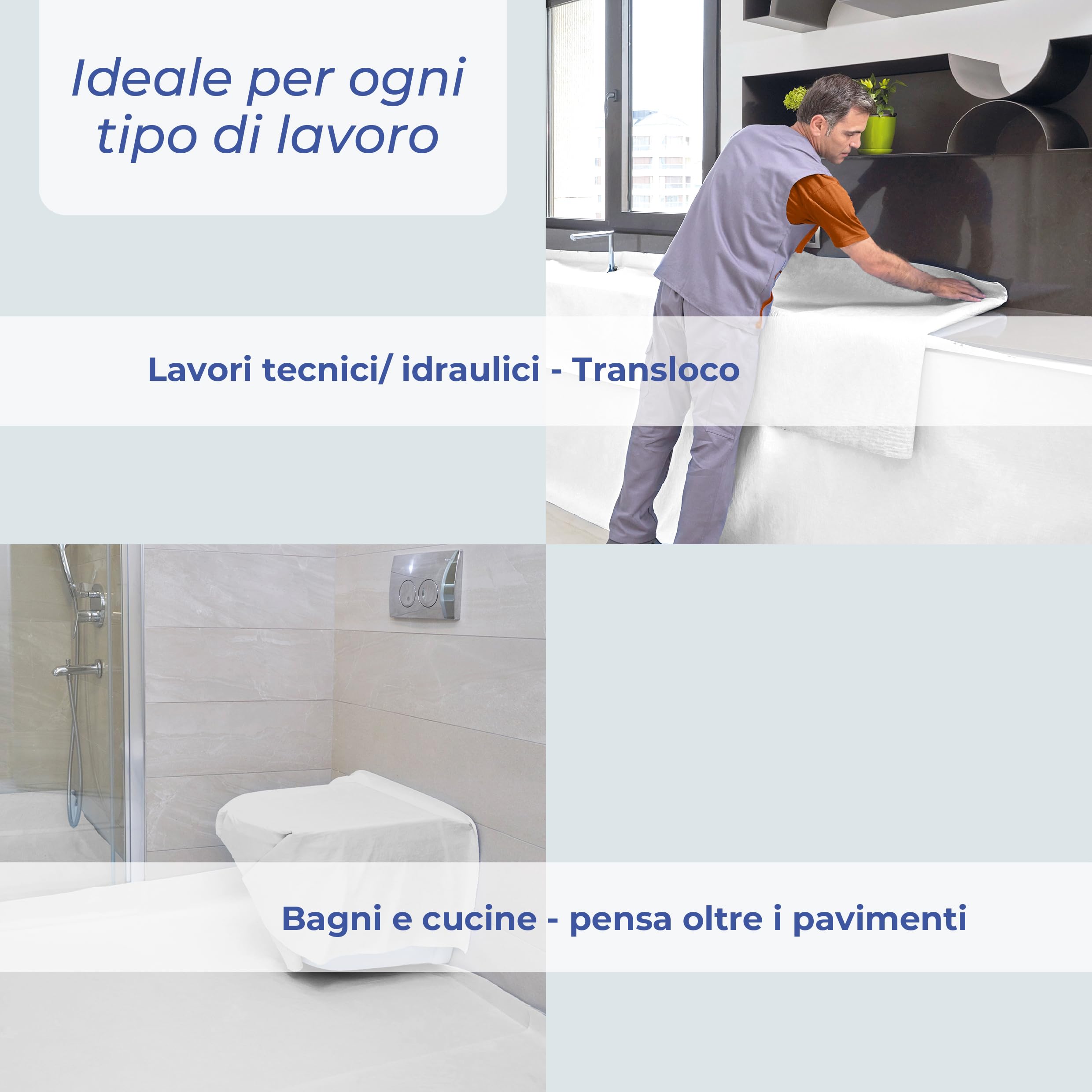 Protection de sol en feutre auto-adhésif | Couverture temporaire pour rénovation et peinture | Antidérapant et imperméable pour parquet, carrelage, grès | 1 m x 25 m (160 gr)