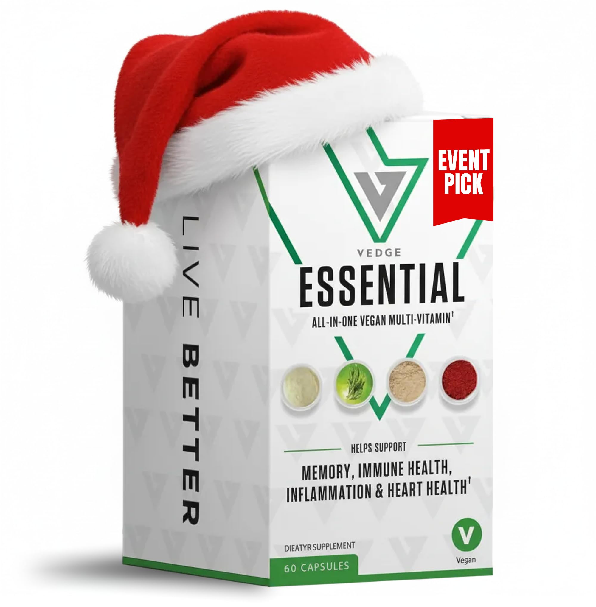 vedgeVegan Daily Multivitamin Contains Vitamin D, Vitamin B12, Algal Oil for Vegan EPA & DHA - Natural Vitamins, Minerals - 30 Day Supply, Vegan Omega 3 - Nutrition Essential