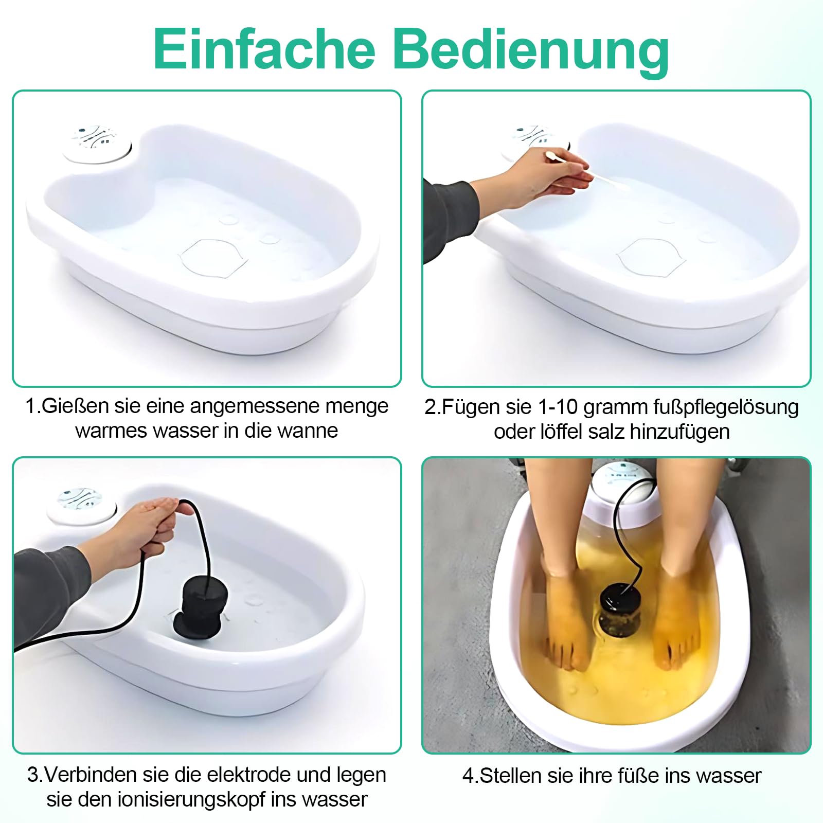 Bagno per piedi ionico, set per bagno disintossicante per piedi portatile agli ioni, macchina detox per elettrolisi, per la casa e il benessere, bagno ionico per disintossicare (senza bacina)