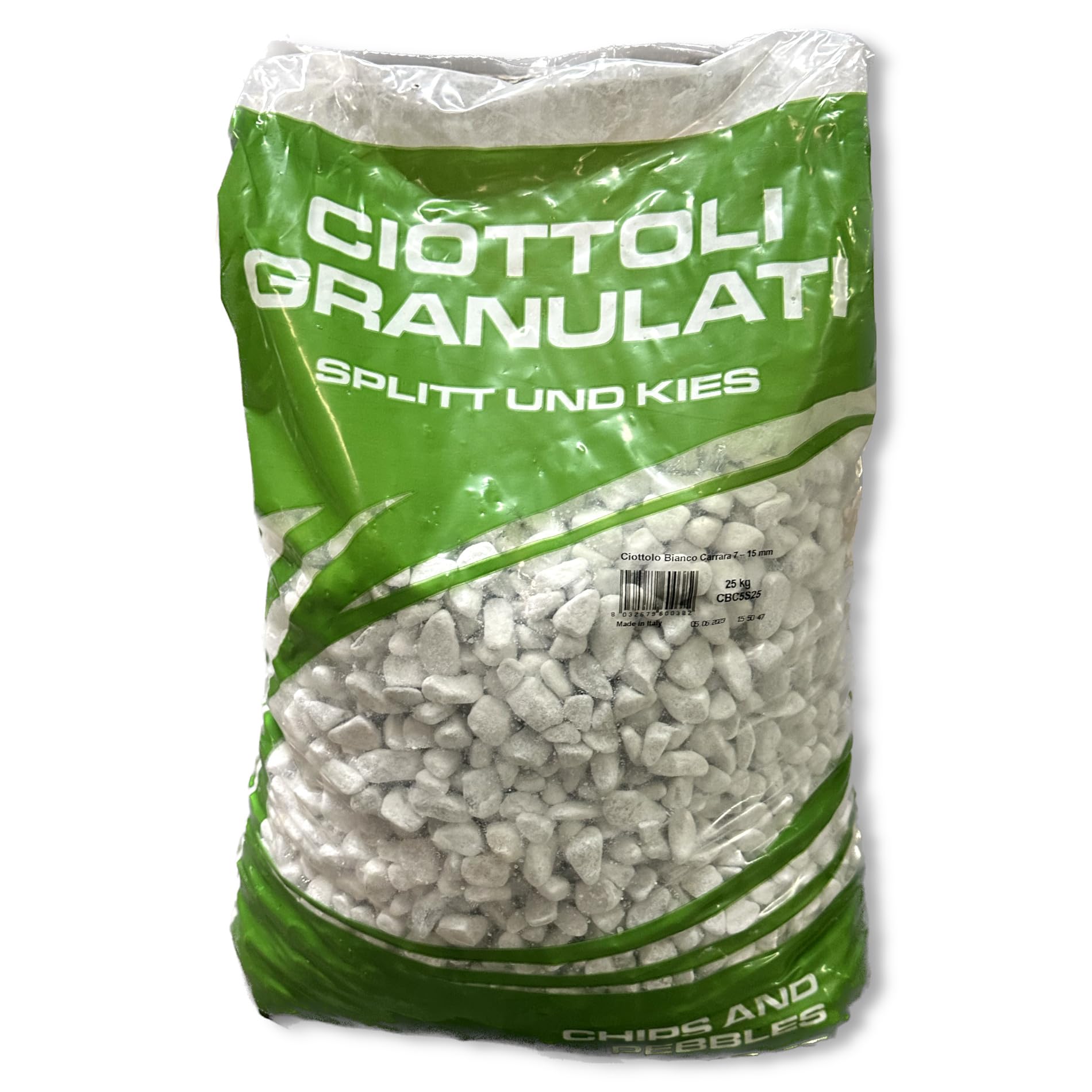Granulati Zandobbio Ciottolo Colore Bianco Carrara Granulometria 7-15mm Sacco da 25 kg