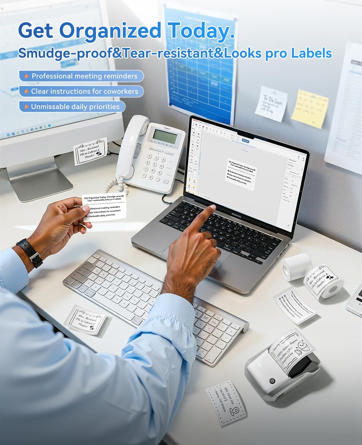 NIIMBOT B1 Label Maker Machine, Thermal Label Printer Easy to Use for Office, Home, Business, Came with 1 Roll White Label(Sliver) - Image 3