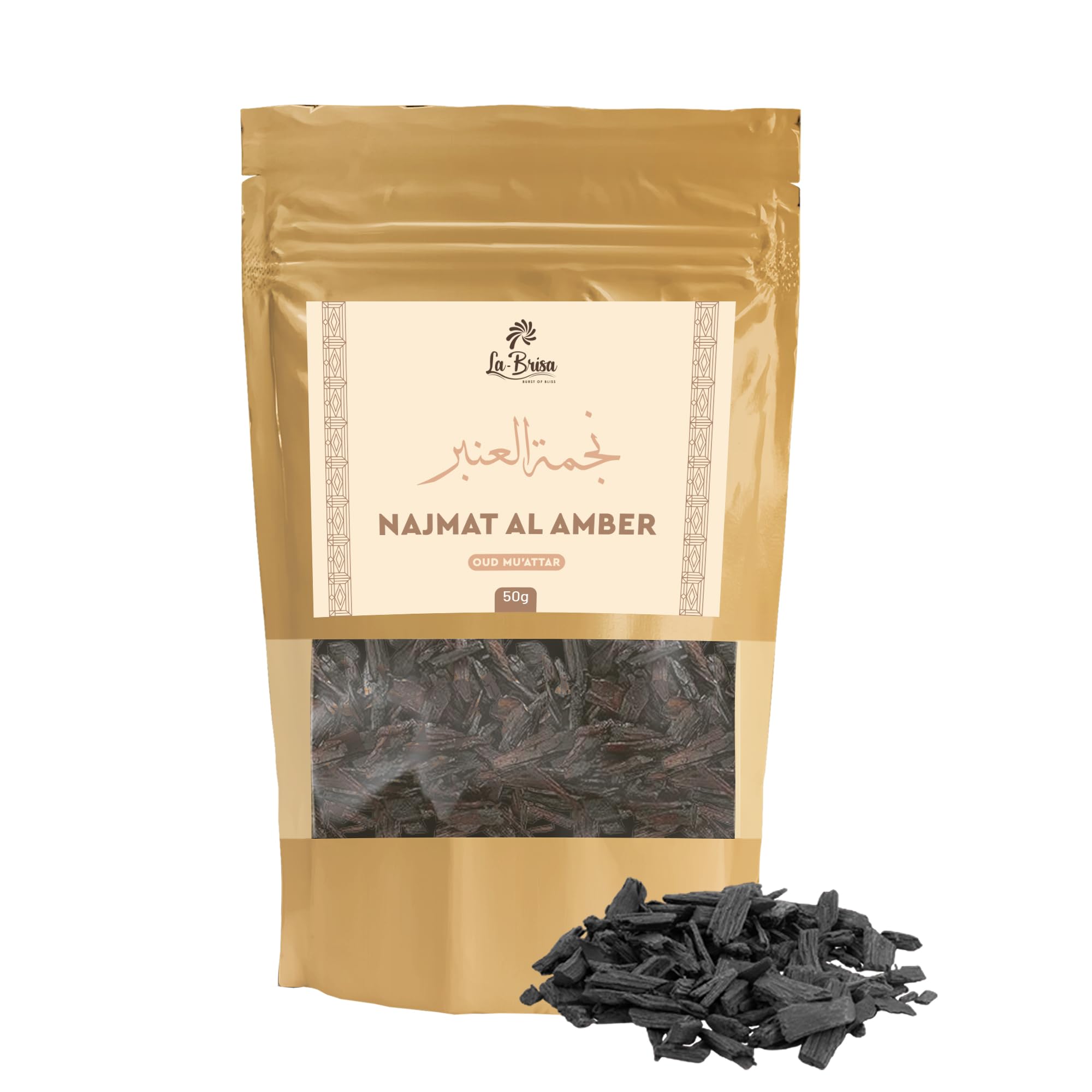 La Brisa Najmat Al Amber Bakhoor Oud Muattar 50g | Amber & Musk Arabian Bukhoor Wood Chips | Oudh Incense for Home, Office, Car & Clothes | Perfect for Prayer Time, Relaxation & Meditation-image-21