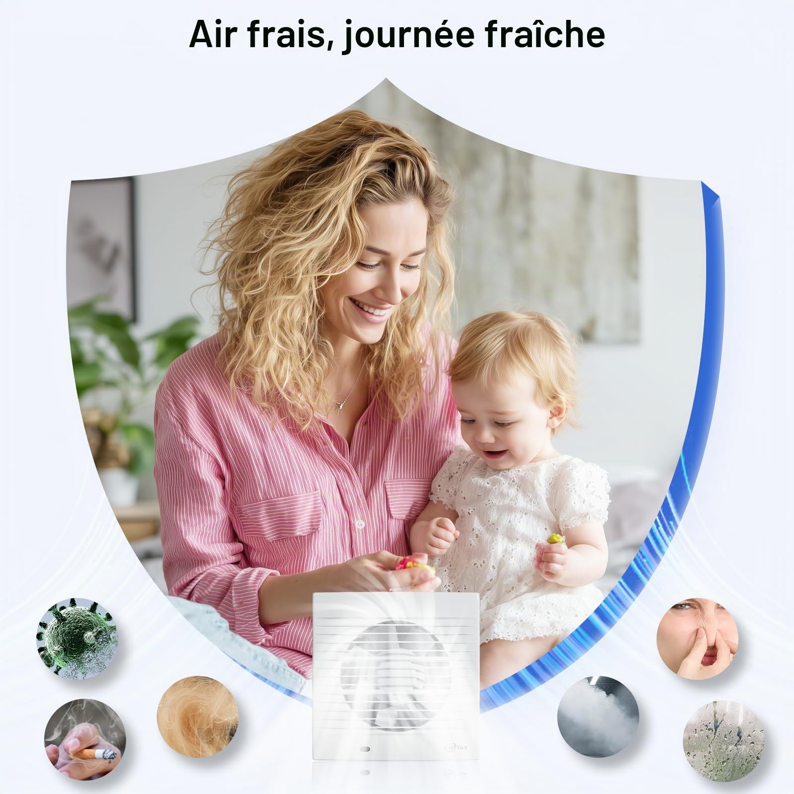 150 mm Ventilateur,Extracteur d'Air,VMC,avec Clapet Anti-Retour,18 W,35dB, pour Salle de Bain,Cuisine,Bureau,WC,Silencieux,Blanc