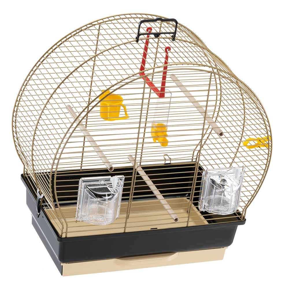 Ferplast Gabbia per Uccelli LUNA 2 Gabbia per Canarini, Bengalini, Cocorite, in Metallo, Accessori inclusi Posatoi Mangiatoie Girevoli, 44,5 x 25 x h 45,5 cm.