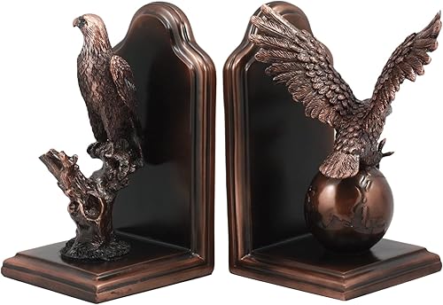 Miniatura 3 de Ebros Gift Alas de la gloria del premio académico Águila calva en globo y rama, sujetalibros de bronce galvanizado patriótico águila americana