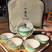 Vista 12 de Juego de té de viaje portátil de cerámica, juego de té chino de kungfu con tetera de rotación 360 e infusor, 4 tazas de té, bandeja de té y bolsa