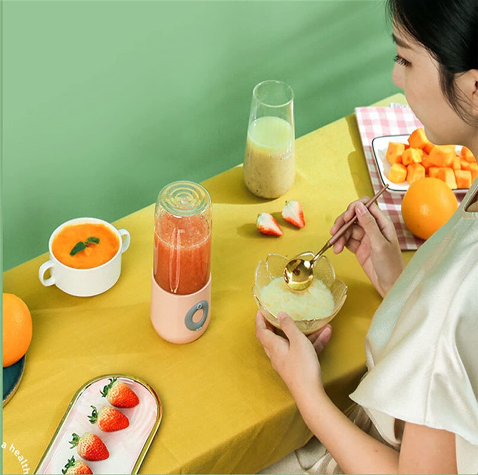 DieffematicJBJ Blender Mini Juicer Blender Portable USB Rechargeable Home Food Processor Smoothie Maker Mixer Juicer Machine Food Processor Cup