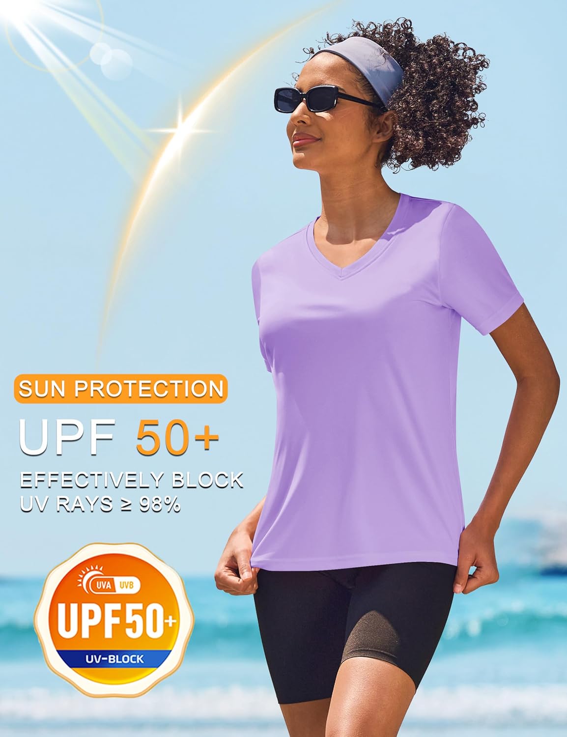 Cavva Women's Short Sleeve Shirts Workout Tops UPF 50+ Sun Protectioin Quick Dry V Neck T Shirts Athletic - Image 3
