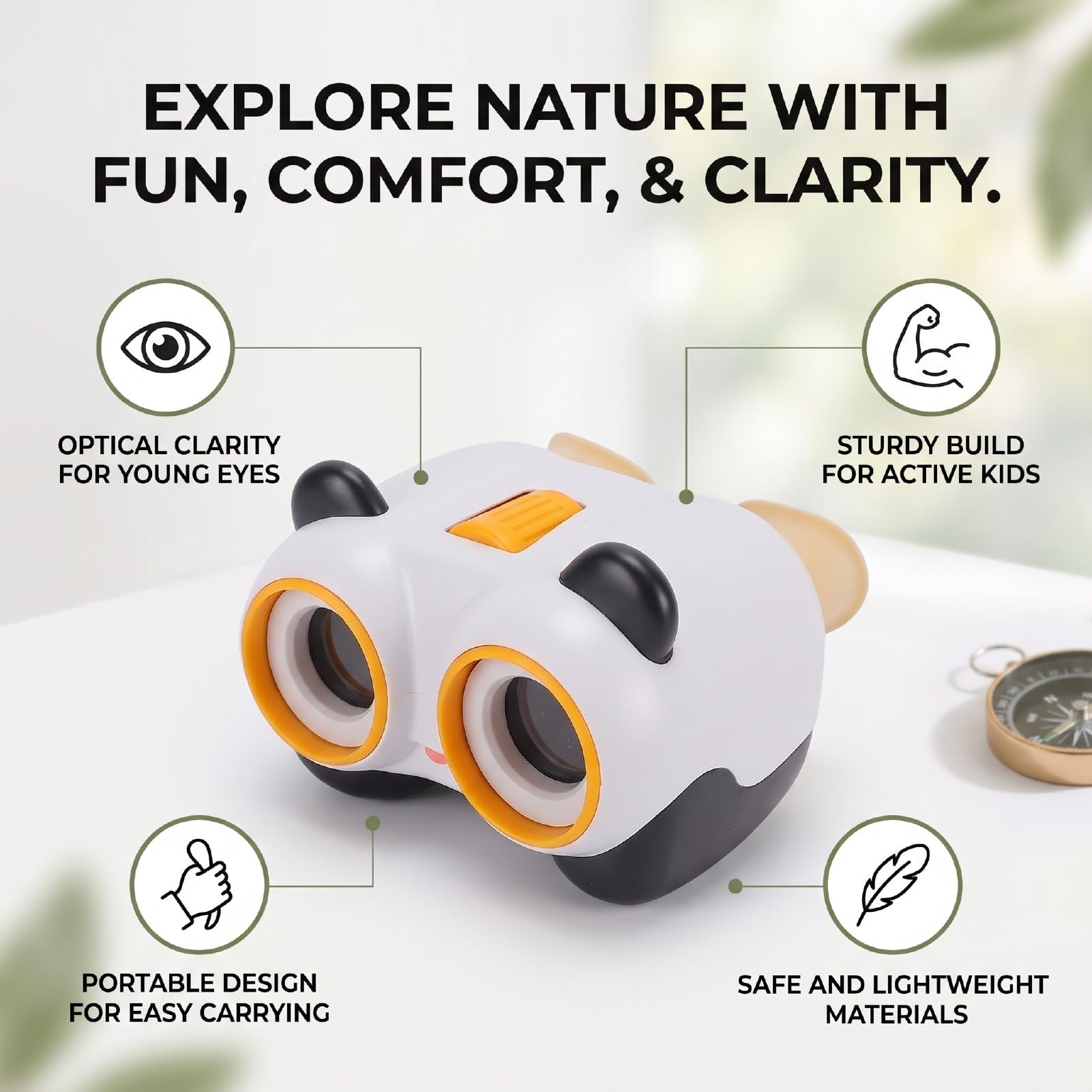 Naroote Prismáticos para Niños con Visión Clara, Binoculares Compactos para