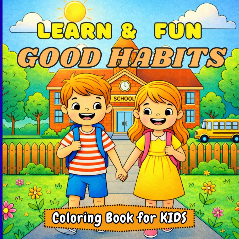 Learn & Fun Good Habits Coloring Book for Kids: Fun and Easy Coloring Pages to Teach Daily Routines, Hygiene, Manners, Responsibility, and Healthy Habits for Kids Ages 3–7