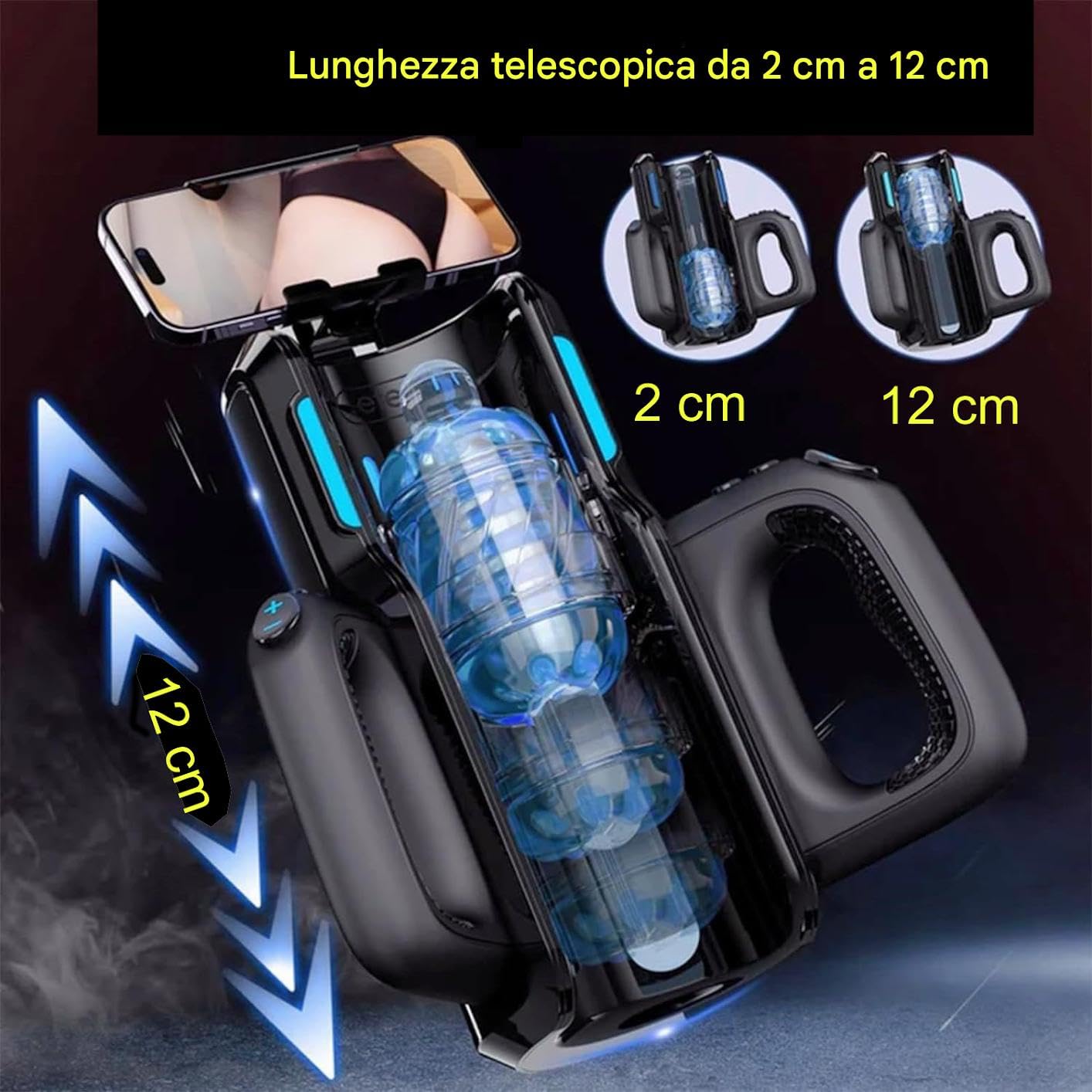 Masturbatore maschile: masturbatore automatico, dotato di 10 modalità di movimento + doppia impugnatura + supporto per cellulare + guaina (1 guaina, 1 anno), masturbatore maschile