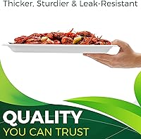 Vista 6 de Paquete de 50 bandejas rectangulares desechables de 14 pulgadas, platos de papel compostables extra grandes para servir cangrejos, langostas