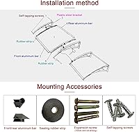 Vista 9 de Toldo para ventana de patio, puerta delantera al aire libre, patio, toldo para puerta de techo, toldo arqueado de policarbonato con soportes, varios
