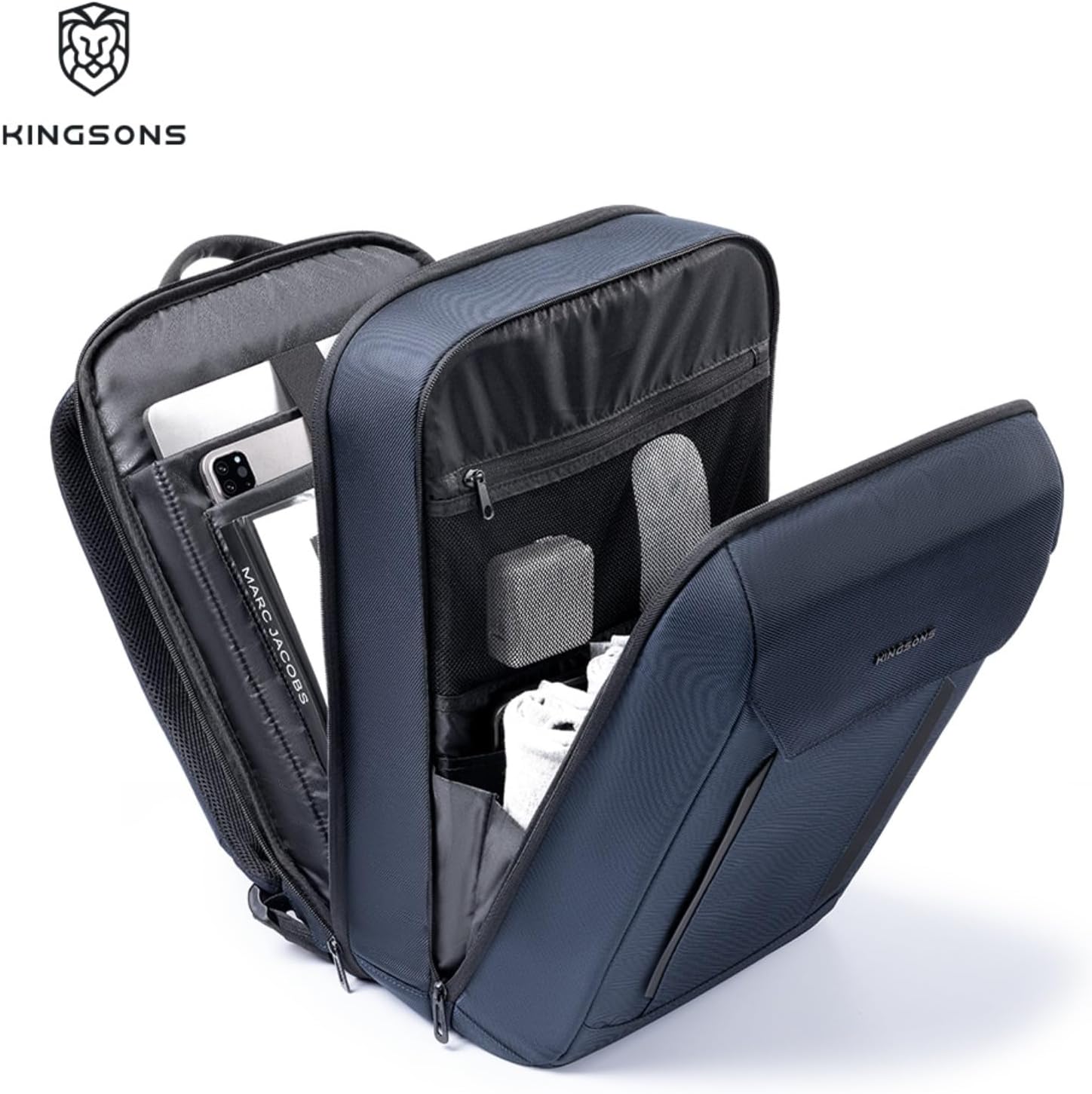 Kingsons 15.6 Inch Laptop Compartment Backpack for Men,Waterproof Slim Durable Business Backpack for Work，Travel (KS25054-Black-US-1) - Image 3