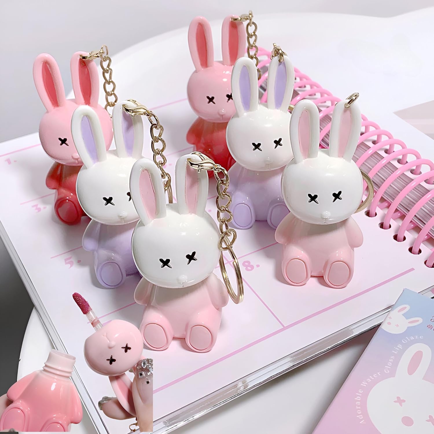 Gege Bear Cute Bunny Keychain Lip Tint | Hydrating, High-Shine Lip Stain |Moisturizing Lightweight, Long-Lasting, Non-Sticky Lip Gloss | Soft & Smooth Lip Color | Korean Beauty Lip Tint | Smudge-Proof, Glossy Finish Lipstain| Nourishing Lip Makeup For Women| Shades #01 (#1, 2g) 4