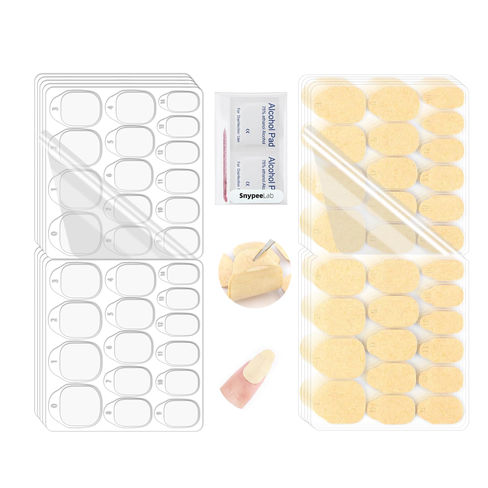 10 Sheets Nail Sticky Tabs: 5 Paper Backing + 5 Clear Plastic Backing