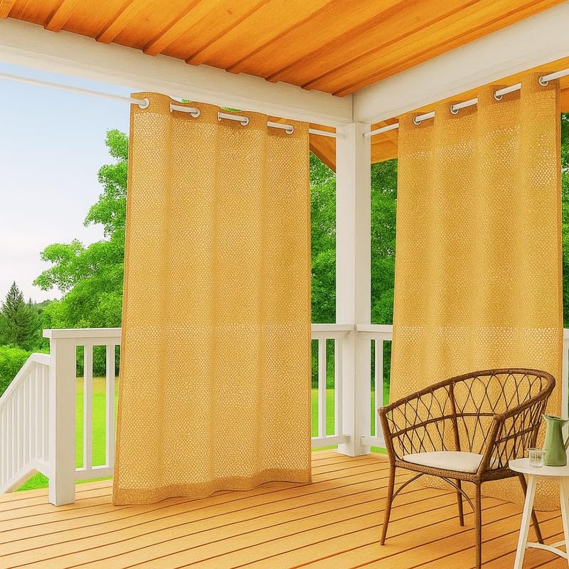 150 GSM Outdoor Sun Blocking Balcony Eyelet/Grommet Curtains Sun & UV Protection, Light Filtering 4.5 X 7 FT Door Curtain (Beige) Pack of 3 Pc-image-41