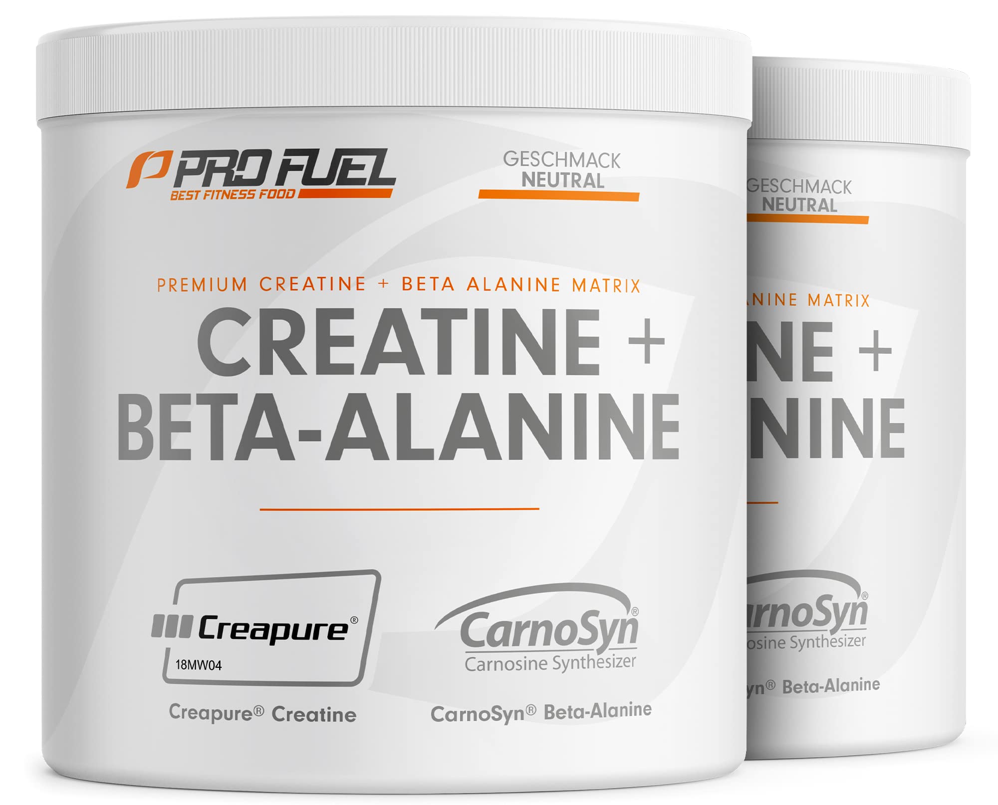 Creatin Monohydrat + Beta-Alanin 2x300g - Premium Creapure® Creatin 5g + CarnoSyn® Beta-Alanin 5g pro Portion - ultra hochdosiert für Kraftsport & Bodybuilding – Made in Germany - geschmacksneutral