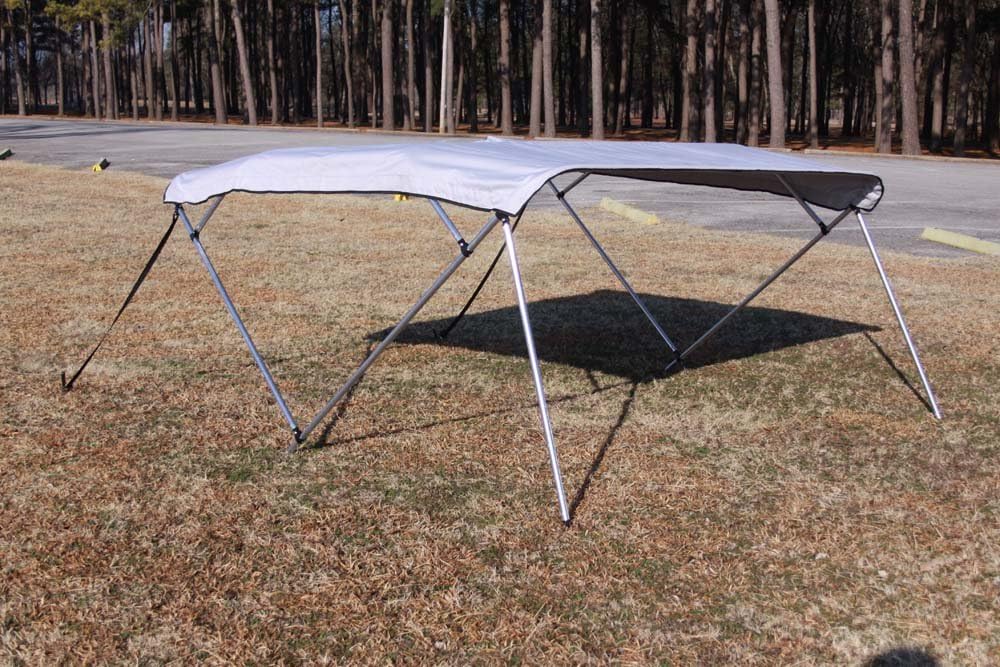 Vortex New Gray/Grey Pontoon/Deck Boat 4 Bow Bimini Top 12' Long, 97-103" Wide, 54" High, Complete Kit, Frame, Canopy, and Hardware by Vortex