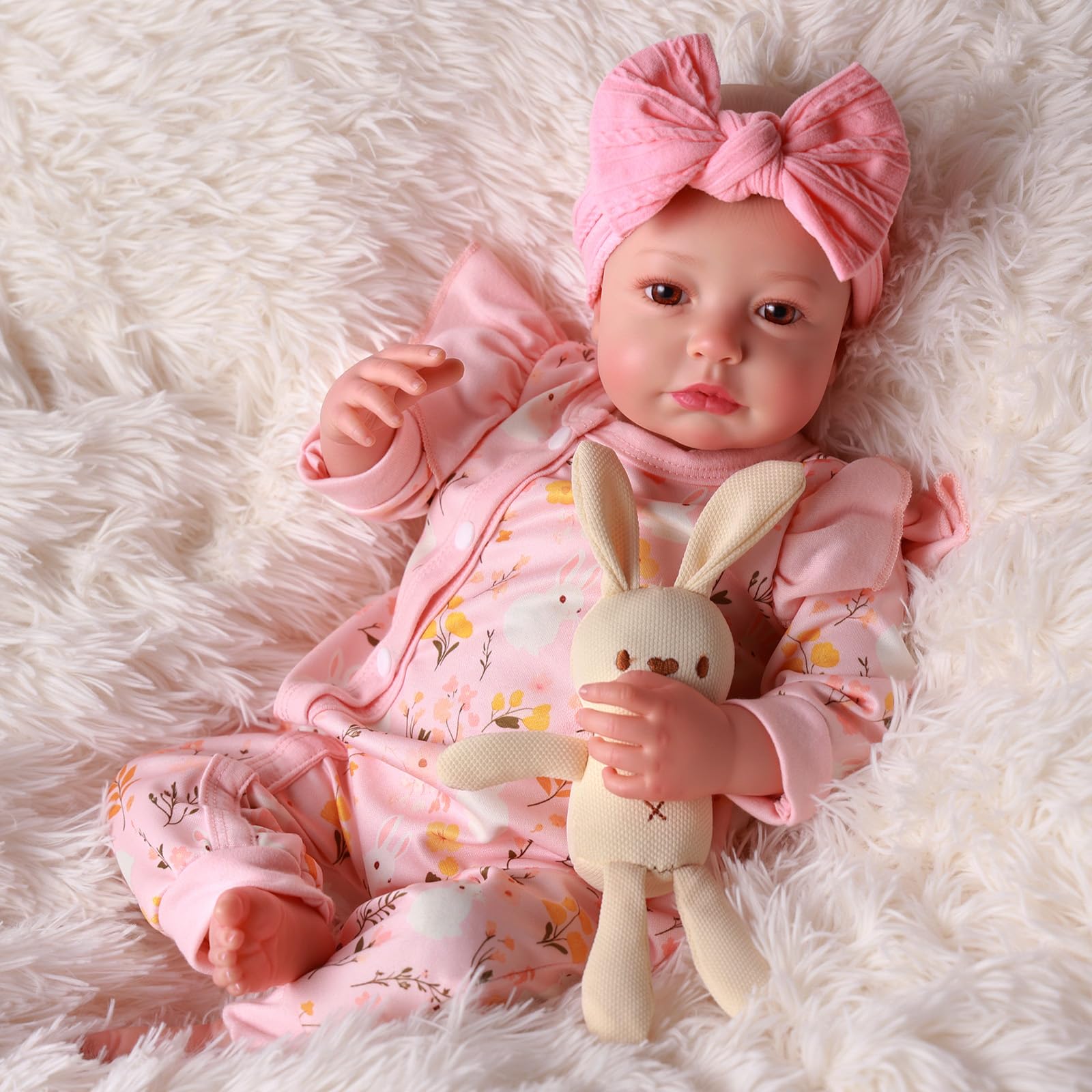 BABESIDE Reborn Baby Mädchen - 20 Zoll Weicher Stoffkörper, Lebensechte Reborn Puppe, Wie Echtes Neugeborenes mit Outfit & Zubehör, Kuscheliger Begleiter für Kinder ab 3 Jahren