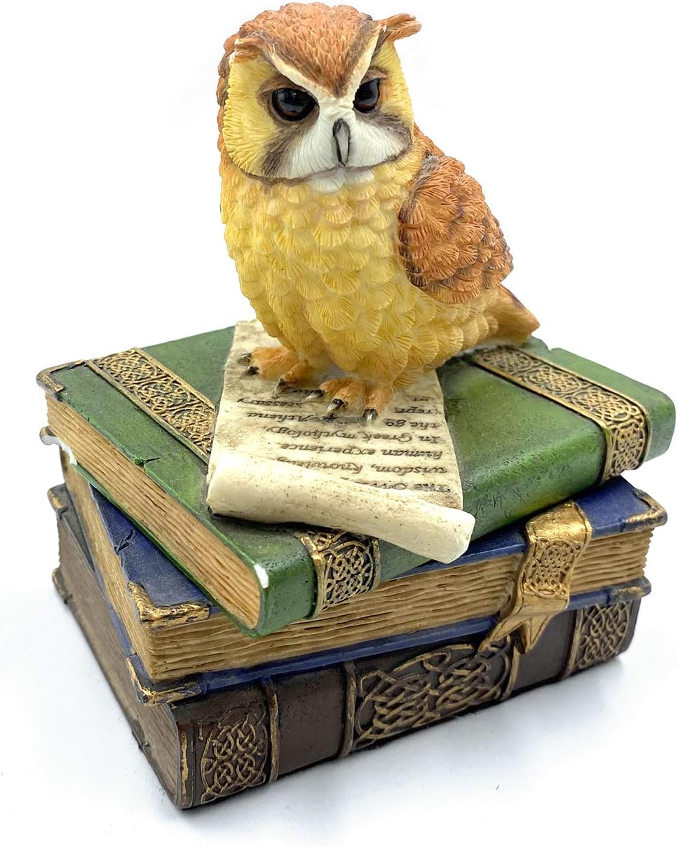 Veronese Collection TRTS100436 , Owl and Kitplar Jewelry Storage Bo, Hard Polyresin, Trinket Figure, 10x8.5x11.5 Cm