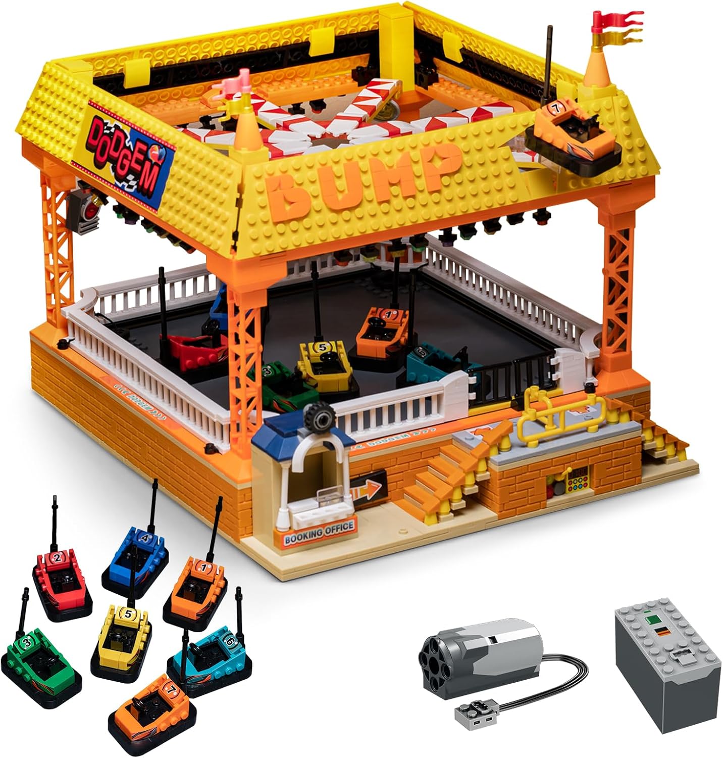 Bumper-Cars Building Set, Electric Control Kart Race Car Toy for Boy Girl, City Amusement Park Construction, Birthday Gifts for Adult Teen Kid Ages 6 7 8+, Architecture Theme Collection 1840pcs