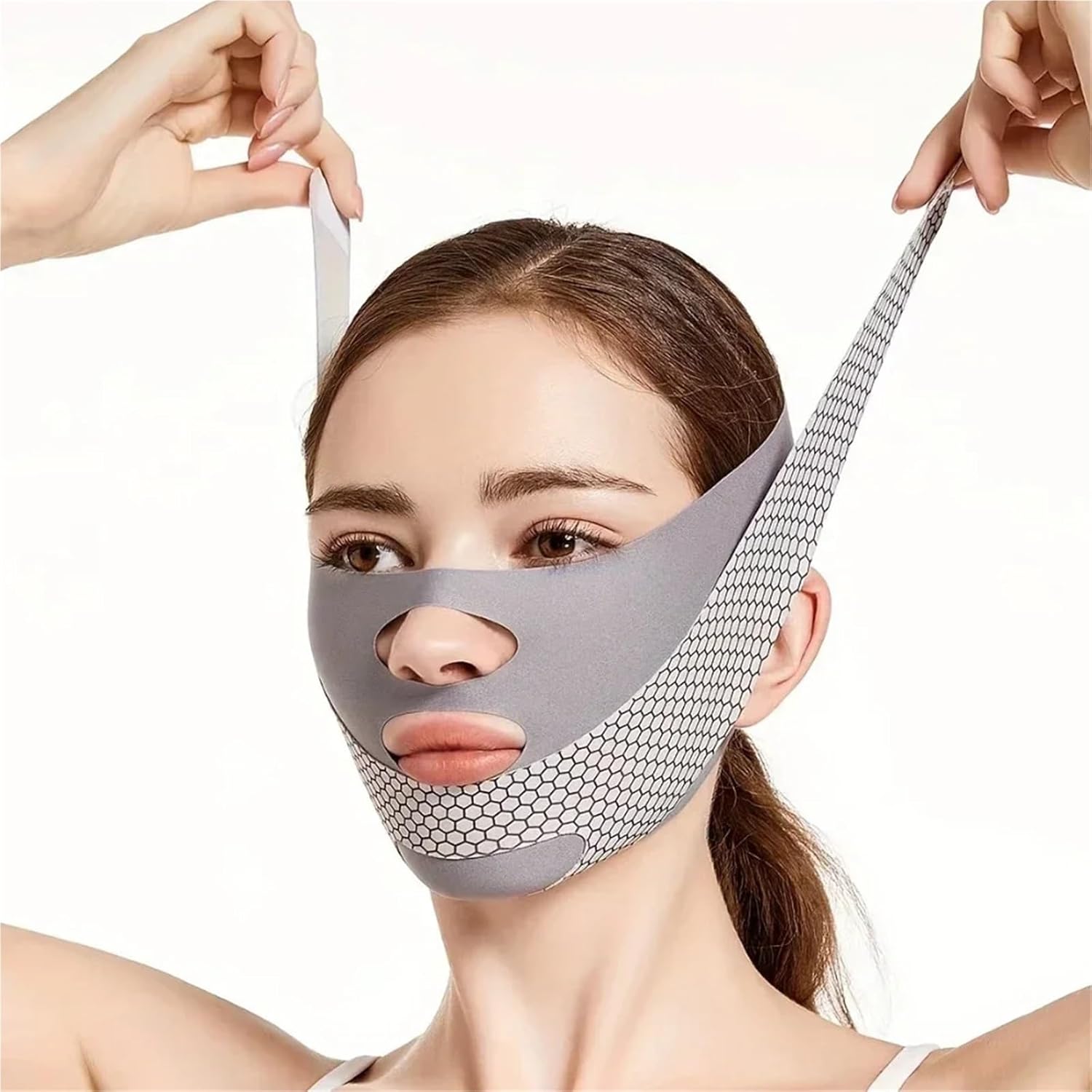 Face Toning Belt Face Slimming Bandage V Line Shaper Lifting Belt Facial Massage Strap Double Chin Reducer Skin Care Tools(Grey)