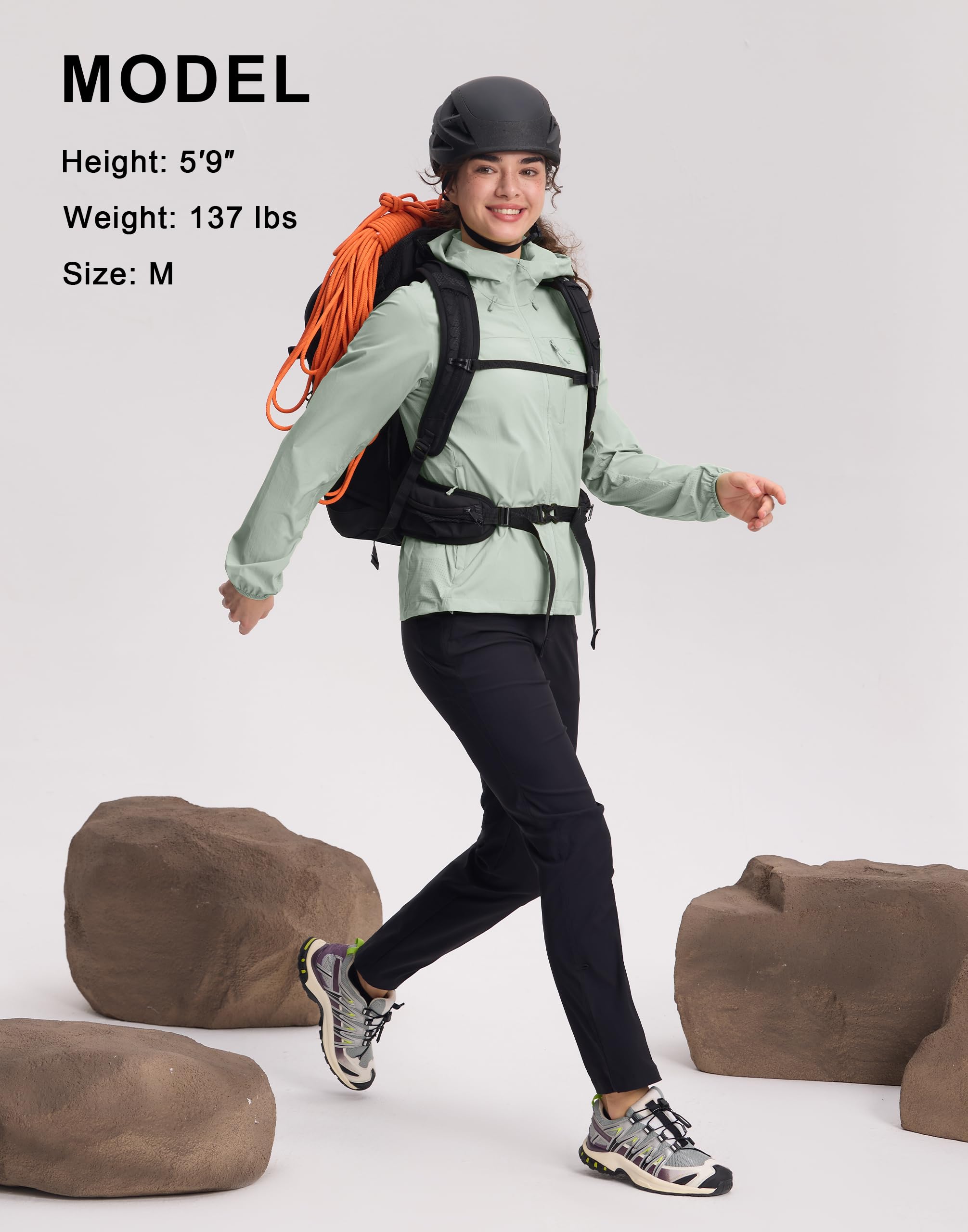 Pioneer Camp Windbreaker Veste de course pour femme, légère, imperméable, respirante, protection solaire UPF 100+, imperméable, robuste, pour les voyages, la course, la randonnée