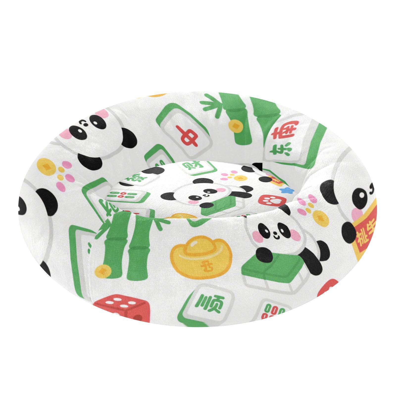 Lit pour chien panda Mahjong contre le froid - Solution sommeil doux chaton taille M