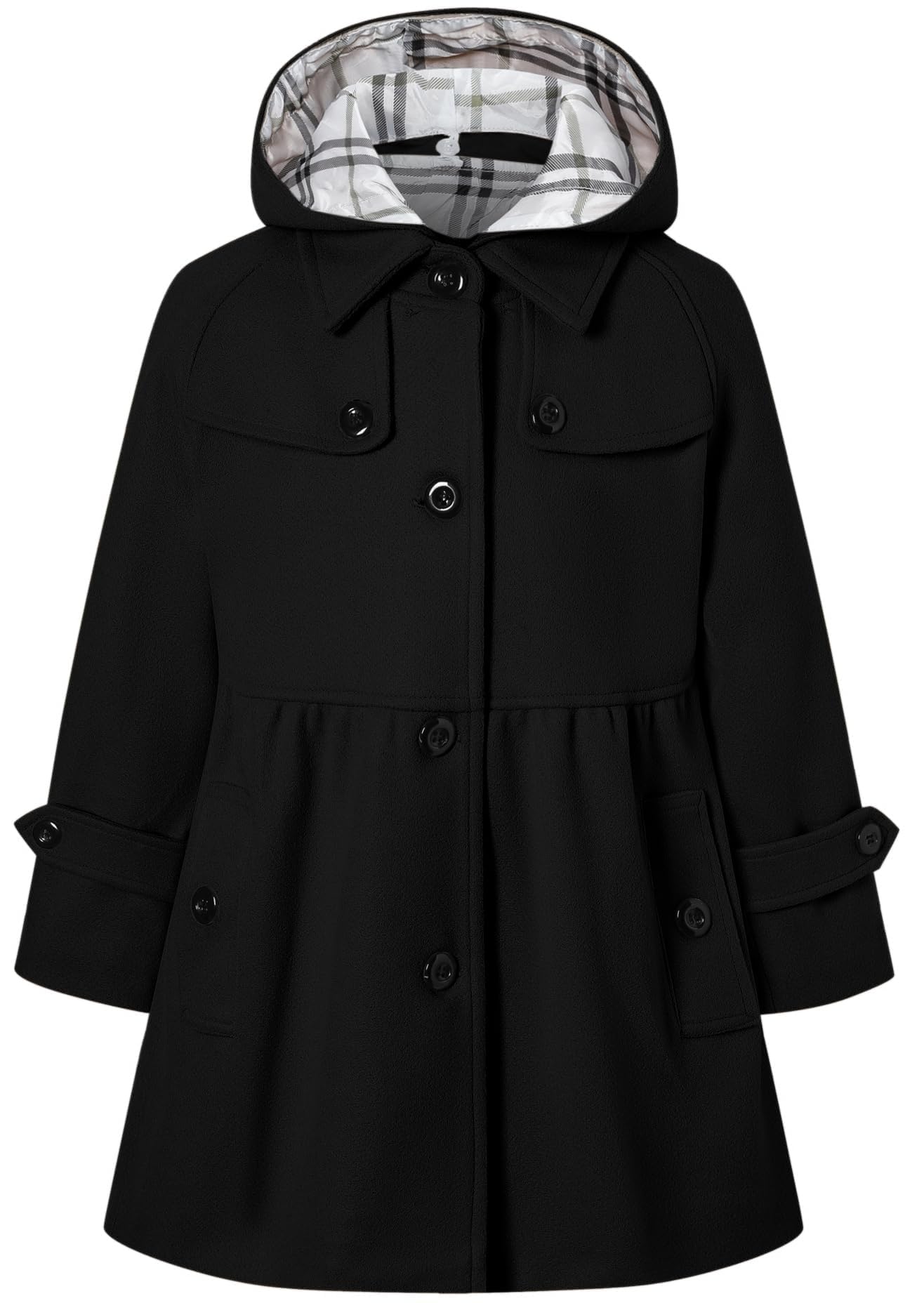 Betusline Girls' Dress Coat Hoodie Wool Blend Coats Fall Winter Peacoat