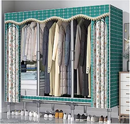 Miniatura 19 de large closets Assemble Wardrobe Closet Rugged Metal Frame Wardrobe Rack with Thick Cloth Cover Armoire Wardrobe Closet with Hanging Rods