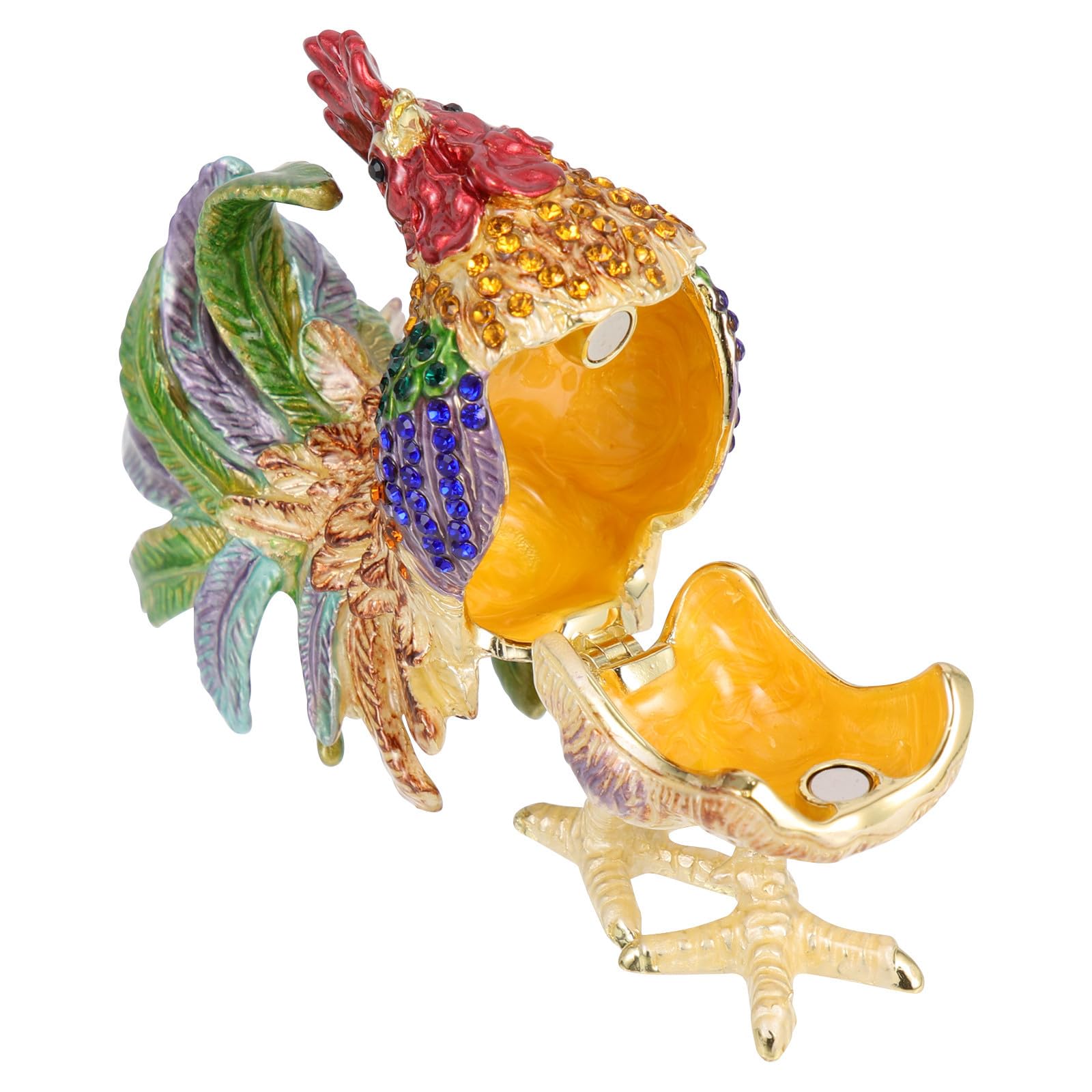 Boîte à bijoux coq bleu vintage en alliage, cadeau idéal pour ranger bagues