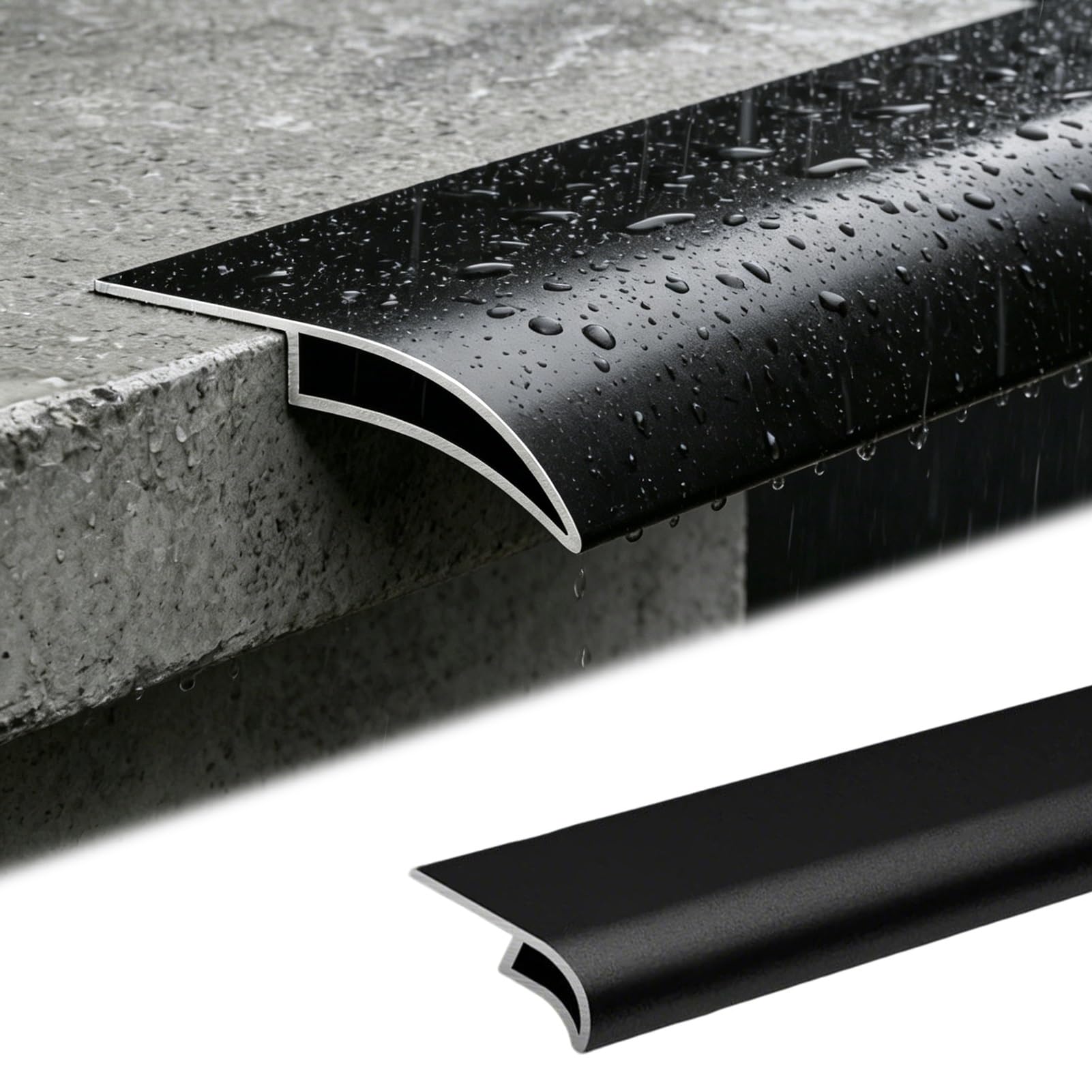 Viiguiy W0.5in/14Mm Drip Edge Flashing For Roof Eaves, Exterio Wall Aluminum Rainwater Diverter Trim, Terrace Balcony Water Drainage Profile, Easy To Install(,L1m/3.3Ft)