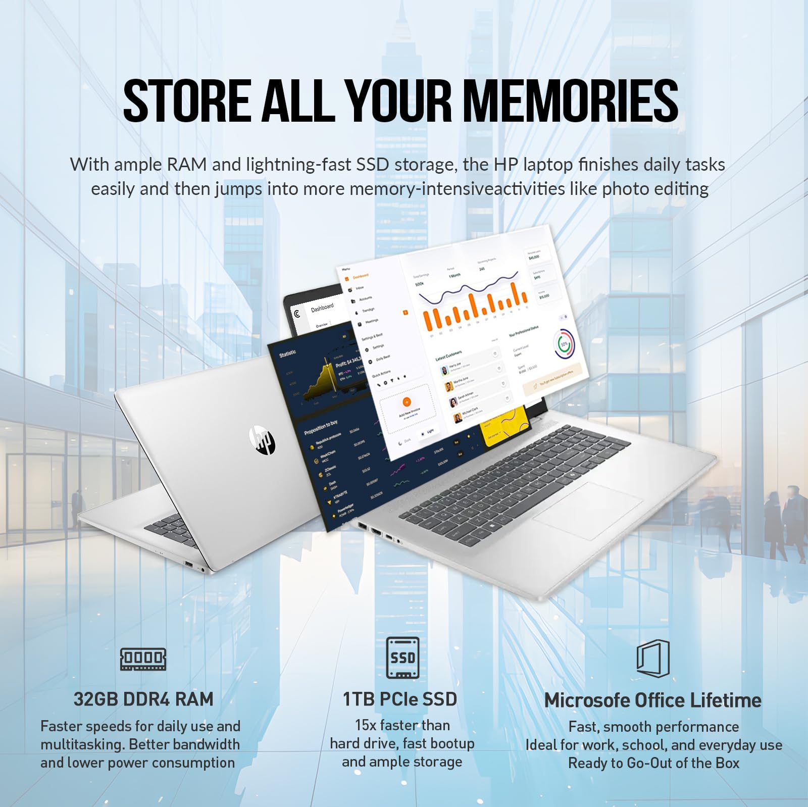 HP 2025 Laptops 17 Inch, 17.3" Laptop Computer, HD+ Large Screen, Intel Core i3 (8-Cores), 32GB RAM 1TB SSD, Windows 11 Pro Lifetime Office, 10 Key Number Pad, Wi-Fi 6, USB-C