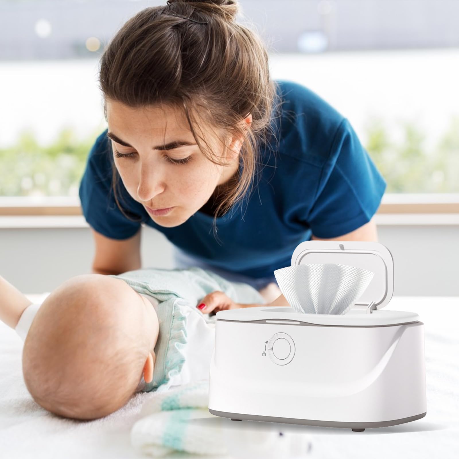 Calentador de toallitas húmedas para bebé, CEIEVER portátil pañal Wipe Warmer Wipes caja térmica con ajuste de temperatura de 3 niveles para bebé, toallitas para bebé, caja de calefacción, para el