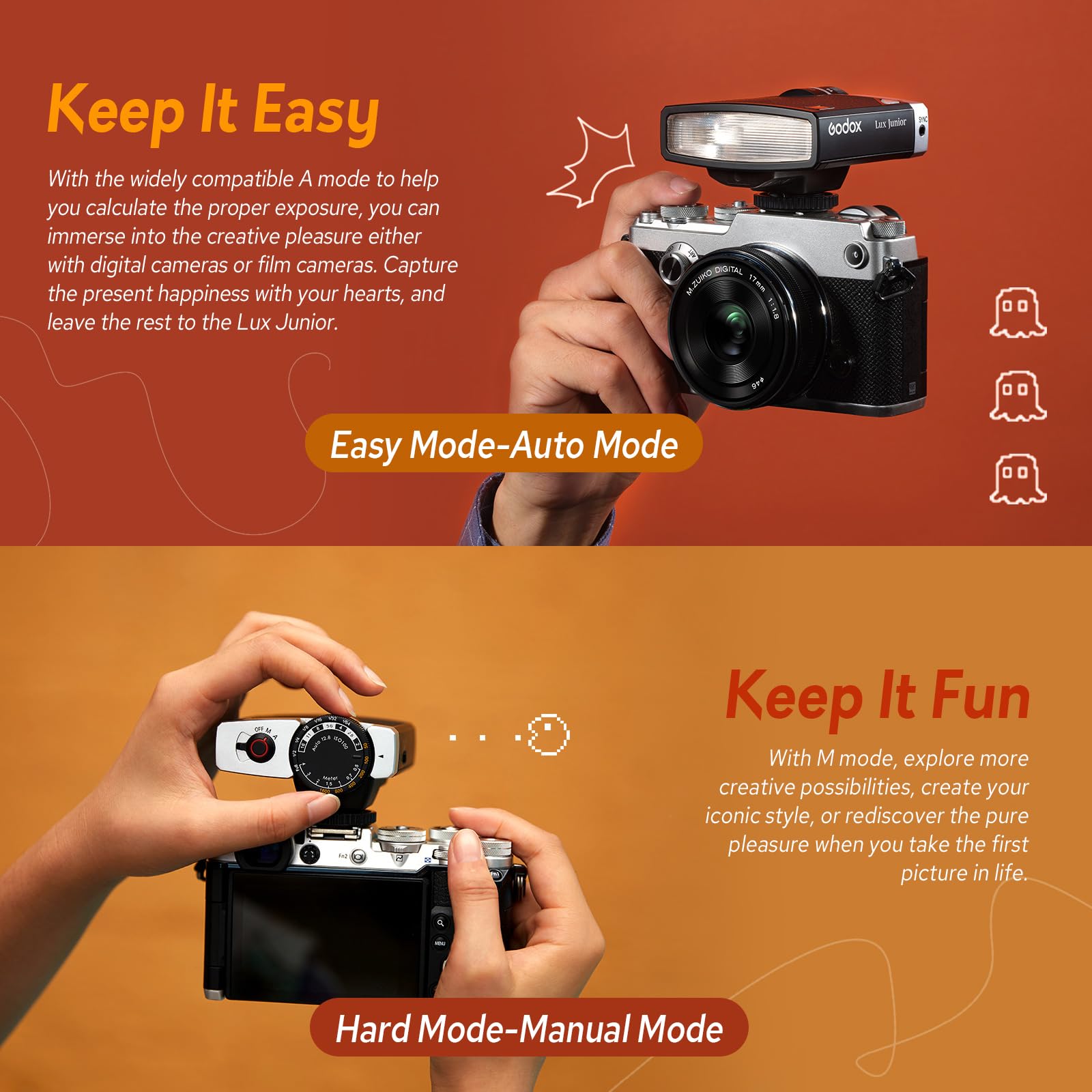 Buy Godox Lux Junior Retro Camera Flash Speedlite,GN12 6000K±200K
