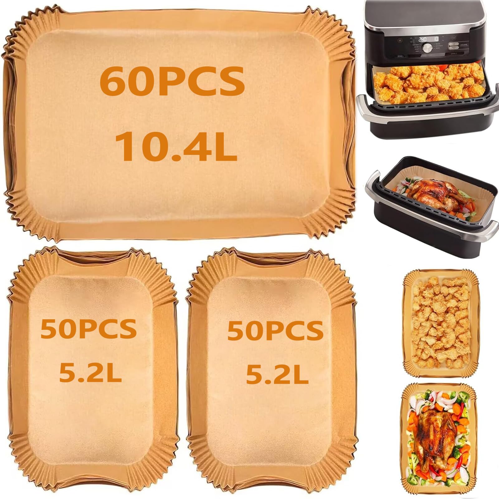 Papier Cuisson Air Fryer - 100 Pièces Rectangle - 22x14CM Papier Sulfurisé Air Fryer - Jetable Papier Cuisson Air Fryer - 100 Pièces Rectangle - 22x14CM Papier Sulfurisé Air Fryer - Jetable