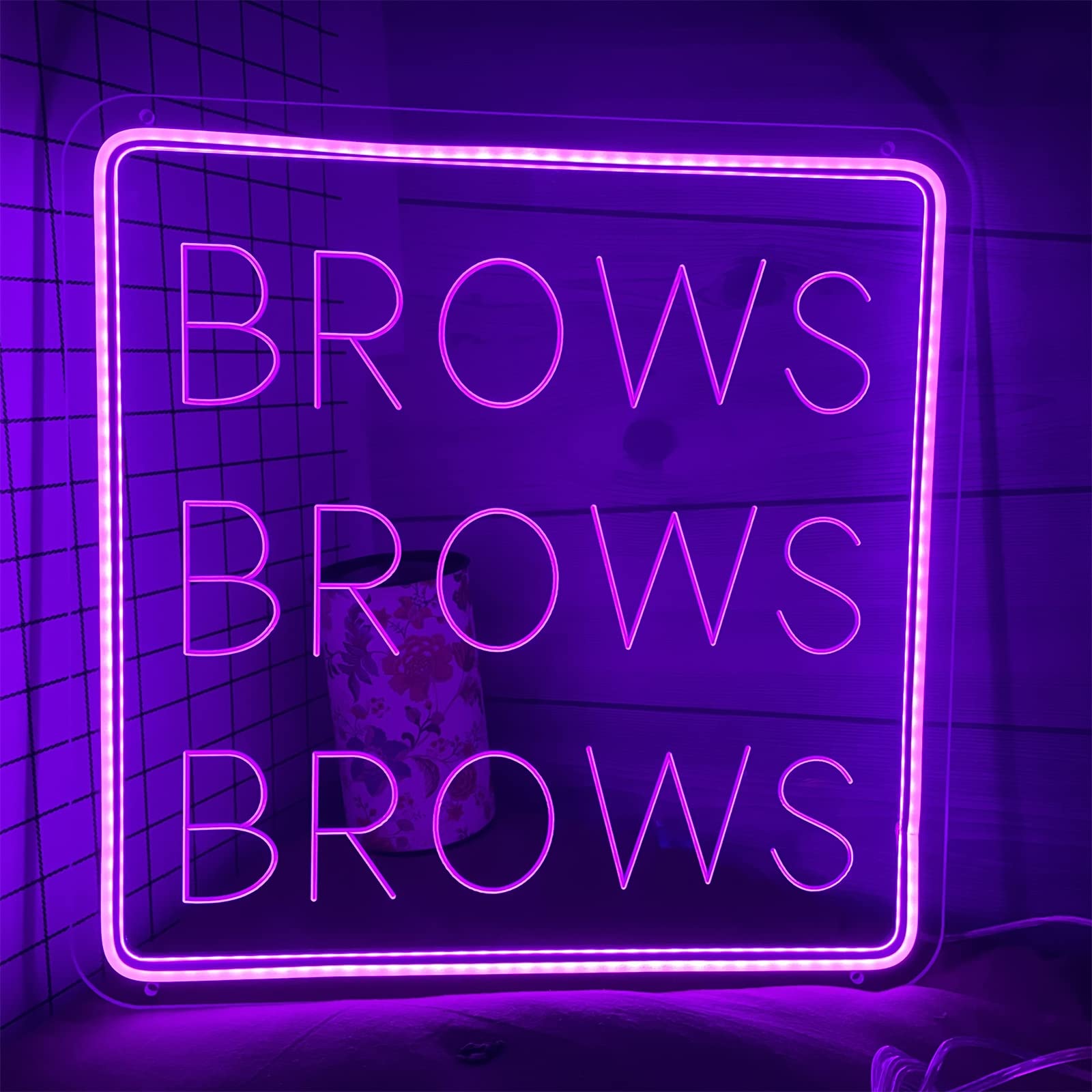 Luci per insegne al neon aziendali personalizzate, luci notturne a LED alimentate tramite USB con interruttore, insegna luminosa da appendere alla parete, 50x50cm,Viola,Brows