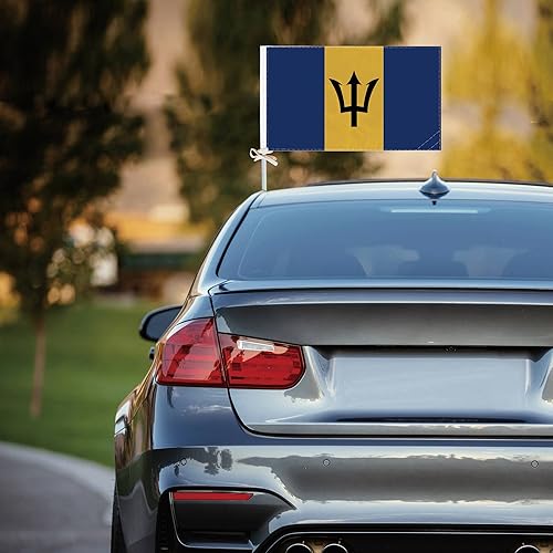 Miniatura 3 de Bandera de coche de 2 PCS Barbados,Decoración Nacional de Barbados,Banner impreso digital de dos capas 150D para coche Vechile camión