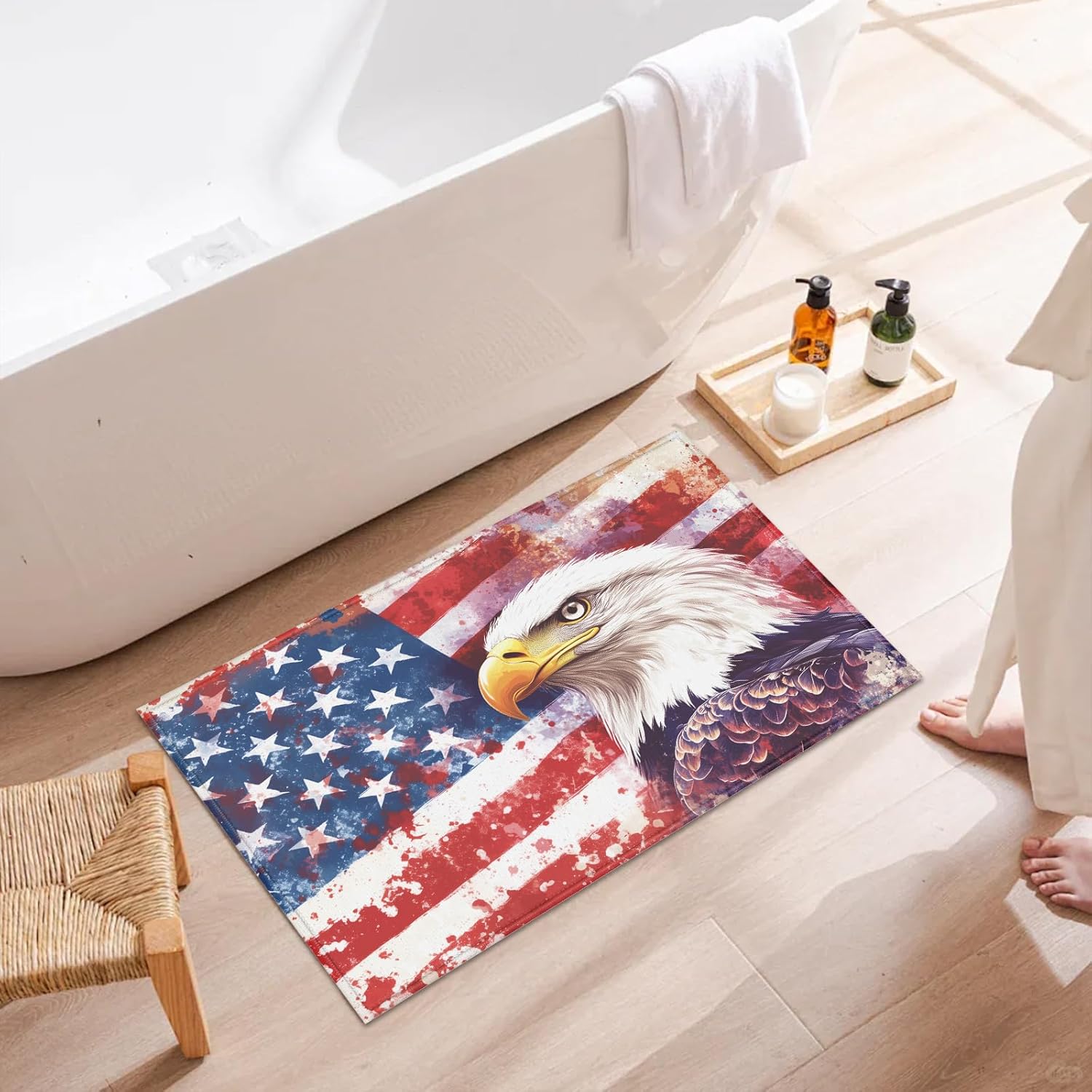 American Flag Eagle Indoor Door Mat, Outdoor Entrance Doormat for Entryway Kitchen Bathroom 17 X 29 Inch