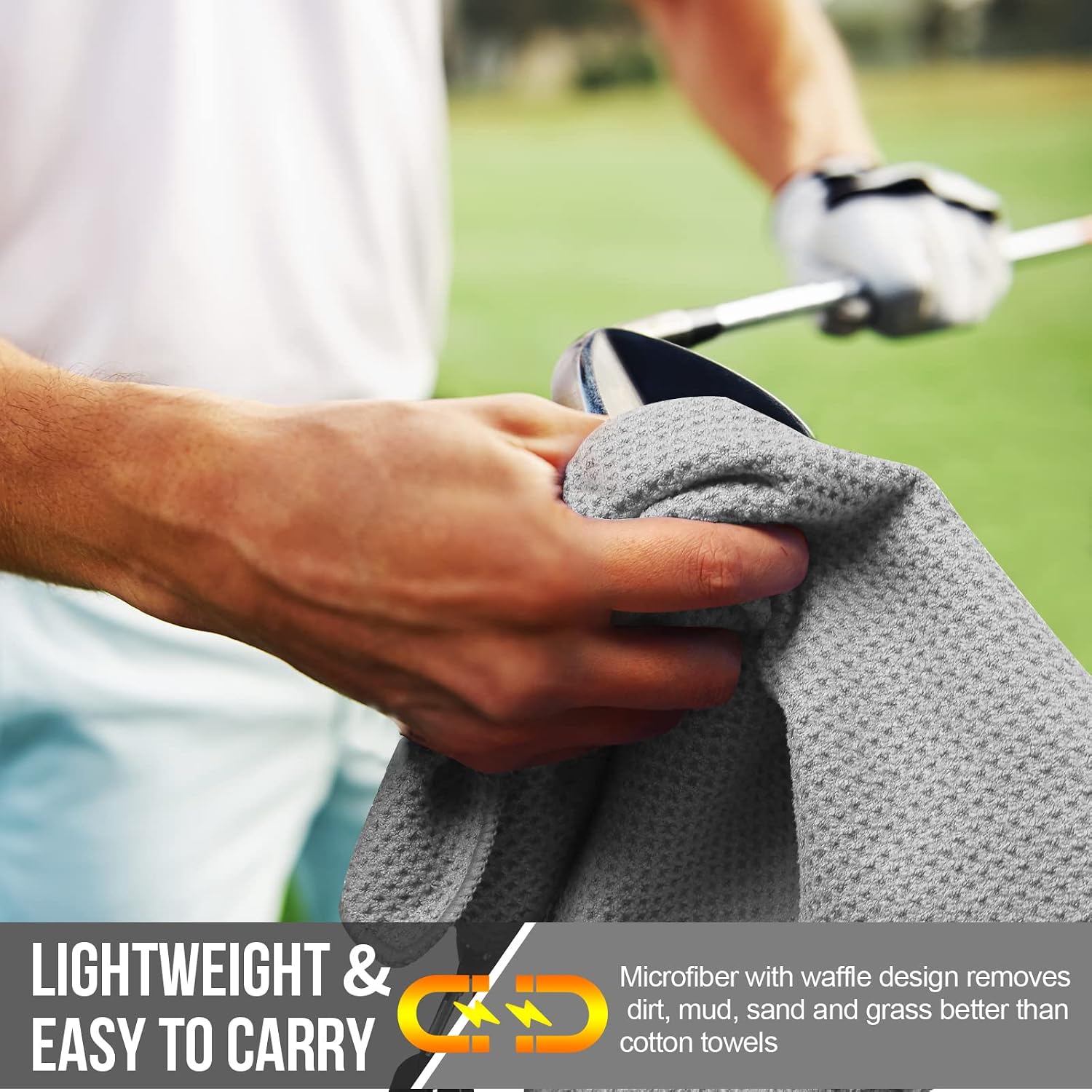 ZOEA Magnetic Towel, Magnetic Clip for Golf Towel, Microfiber Fabric Waffle Pattern Towels Industrial Strength Magnet for Strong Hold to Golf Carts or Clubs (1, Grey 27 * 20) image 5