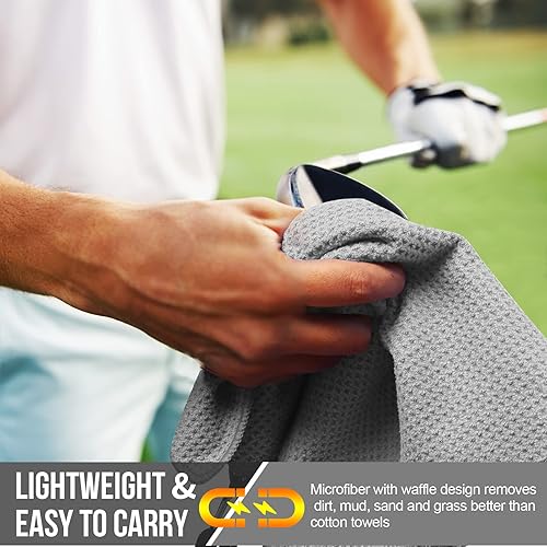 Miniatura 5 de ZOEA Toalla magnética, clip magnético para toalla de golf, tela de microfibra con patrón de gofre, imán de fuerza industrial para un fuerte agarre a