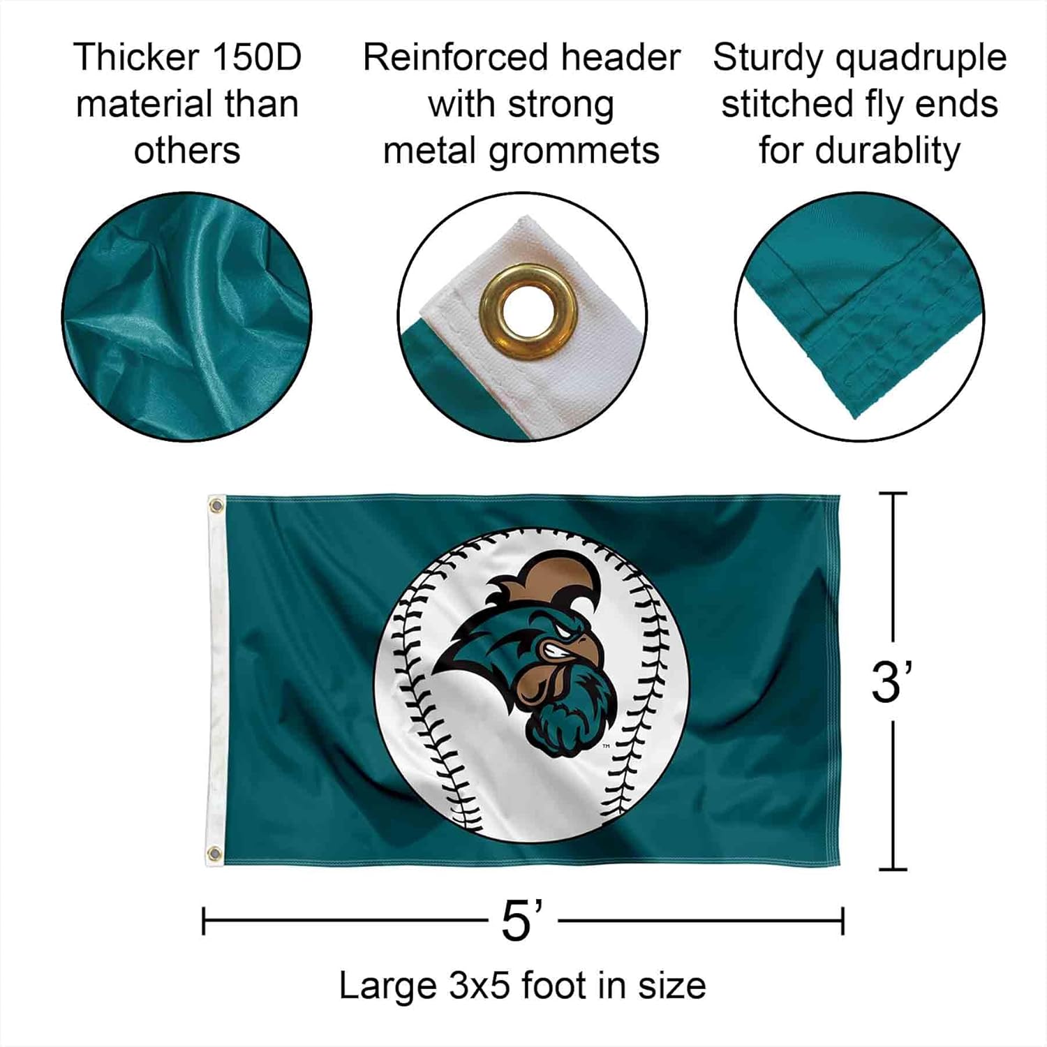 Coastal Carolina Chanticleers Baseball Logo Flag