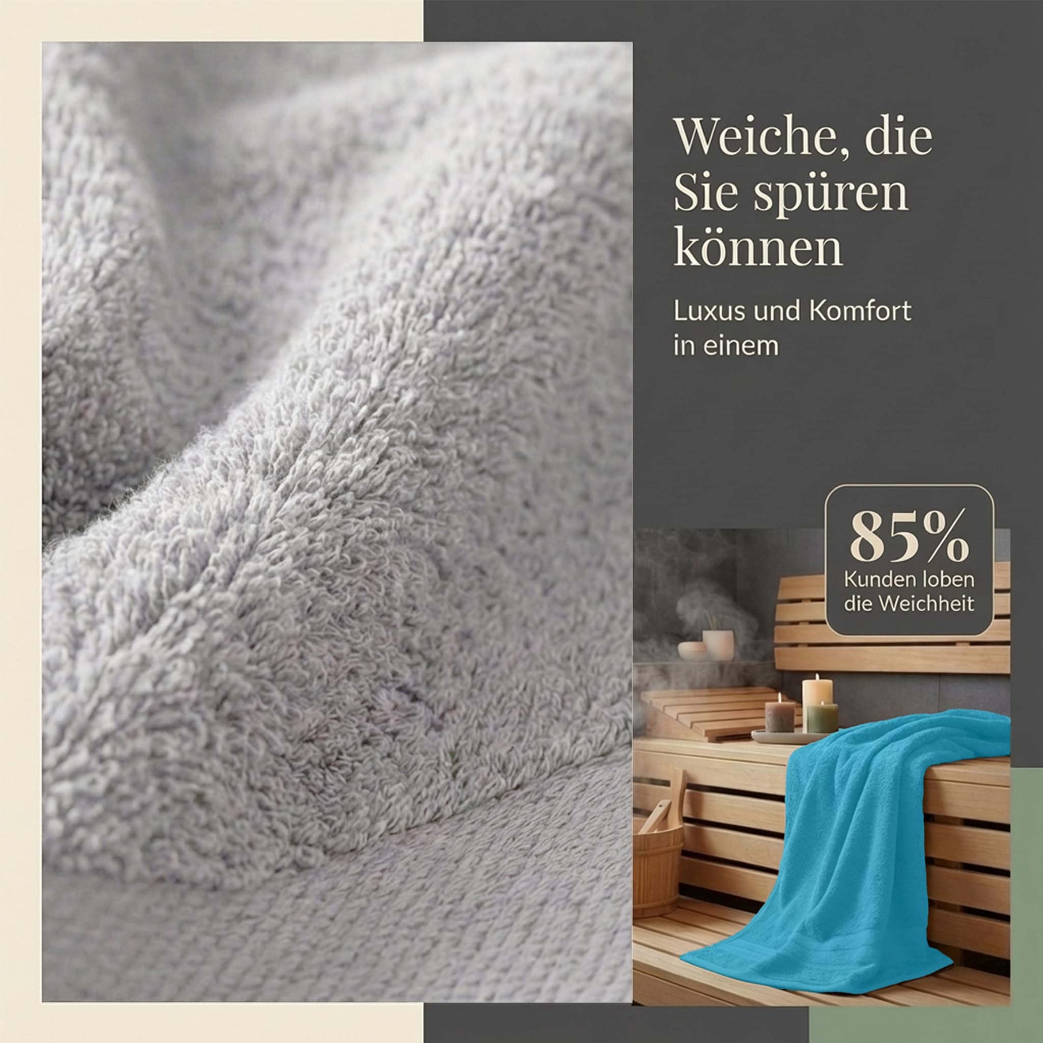 Komfortec 2er Saunahandtuch Set 80x200 cm – Bild 6